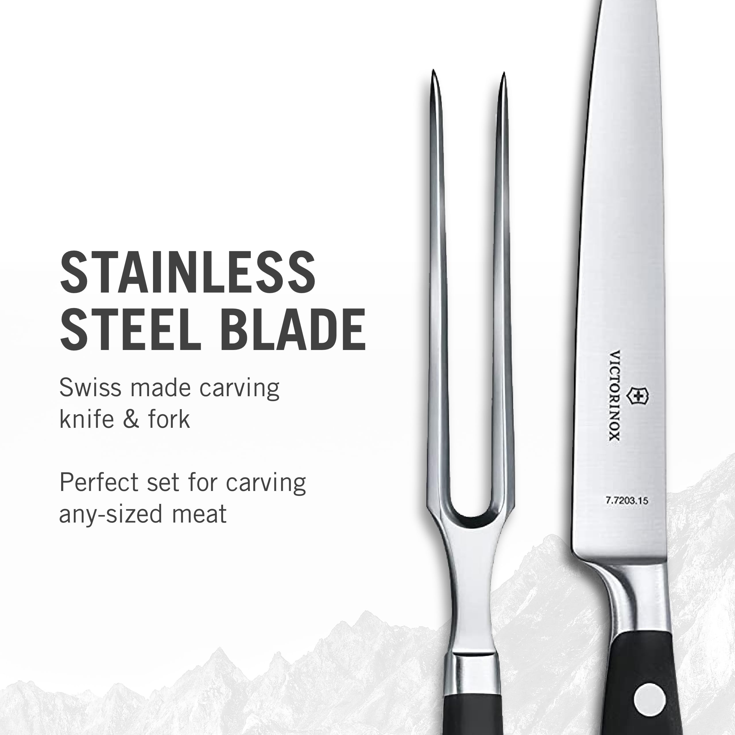 Victorinox Grand Maitre Carving Set - 2-Piece Premium Kitchen Knife Set with Chef Knife & Carving Fork - High-Quality Stainless Steel Kitchen Utensils for Slicing Meat, Roasts & Holiday Meals - Perfect for Home Chefs & Professional Cooking