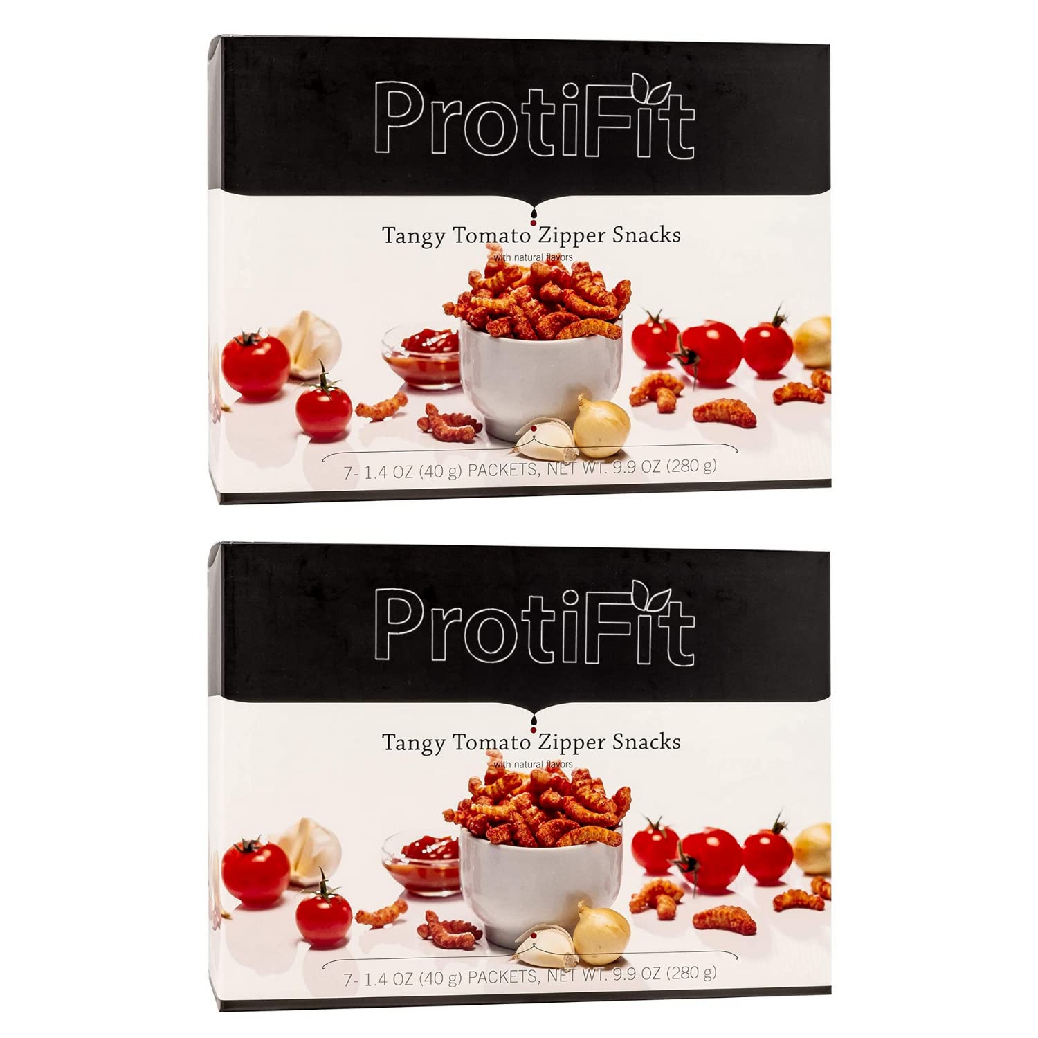 PROTIFIT High Protein Tangy Tomato Zipper Snacks 2 Pack - 15g Protein, Low Calorie, Low Sugar, Low Fat, Keto & Ideal Protein Friendly (7 Servings Per Box) | Perfect for On-the-Go Snacking, Post-Workout Recovery & Weight Management
