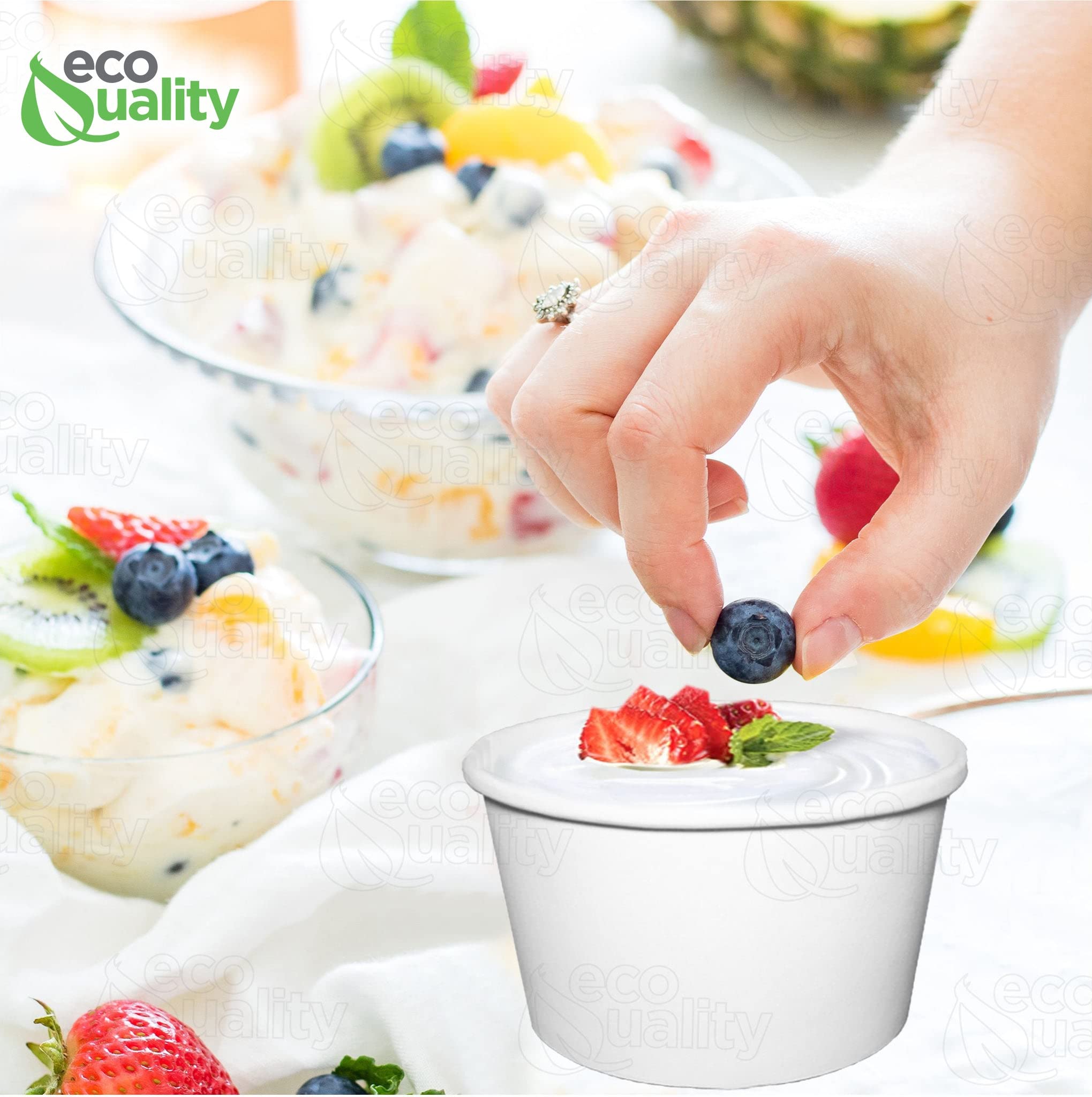 **8oz Disposable White Paper Soup Containers - Eco-Friendly Ice Cream & Yogurt Cups - Microwave & Freezer Safe Dessert Bowls for Takeout, Parties, Catering (150-Pack)**    *Perfect for ice cream shops, frozen yogurt bars, dessert catering, and food storage at home.*