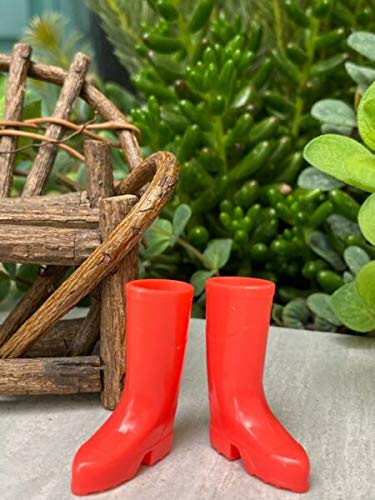Miniature Fairy Garden Accessories - Coral Red Wellington Boots for Dollhouse, Home Decor, Garden & Yard | Perfect for DIY Fairy Gardens & Outdoor Scenes
