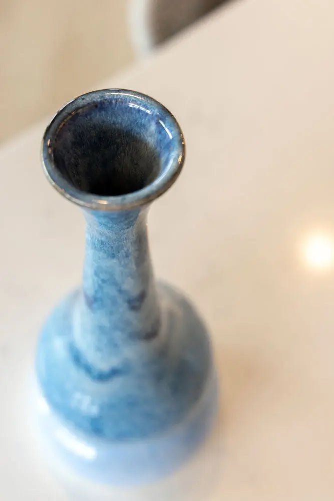 X Tall/XL Decorative Vase in Cascading Blues & Creams - Perfect for Home Decor, Wedding Centerpieces, and Office Accents