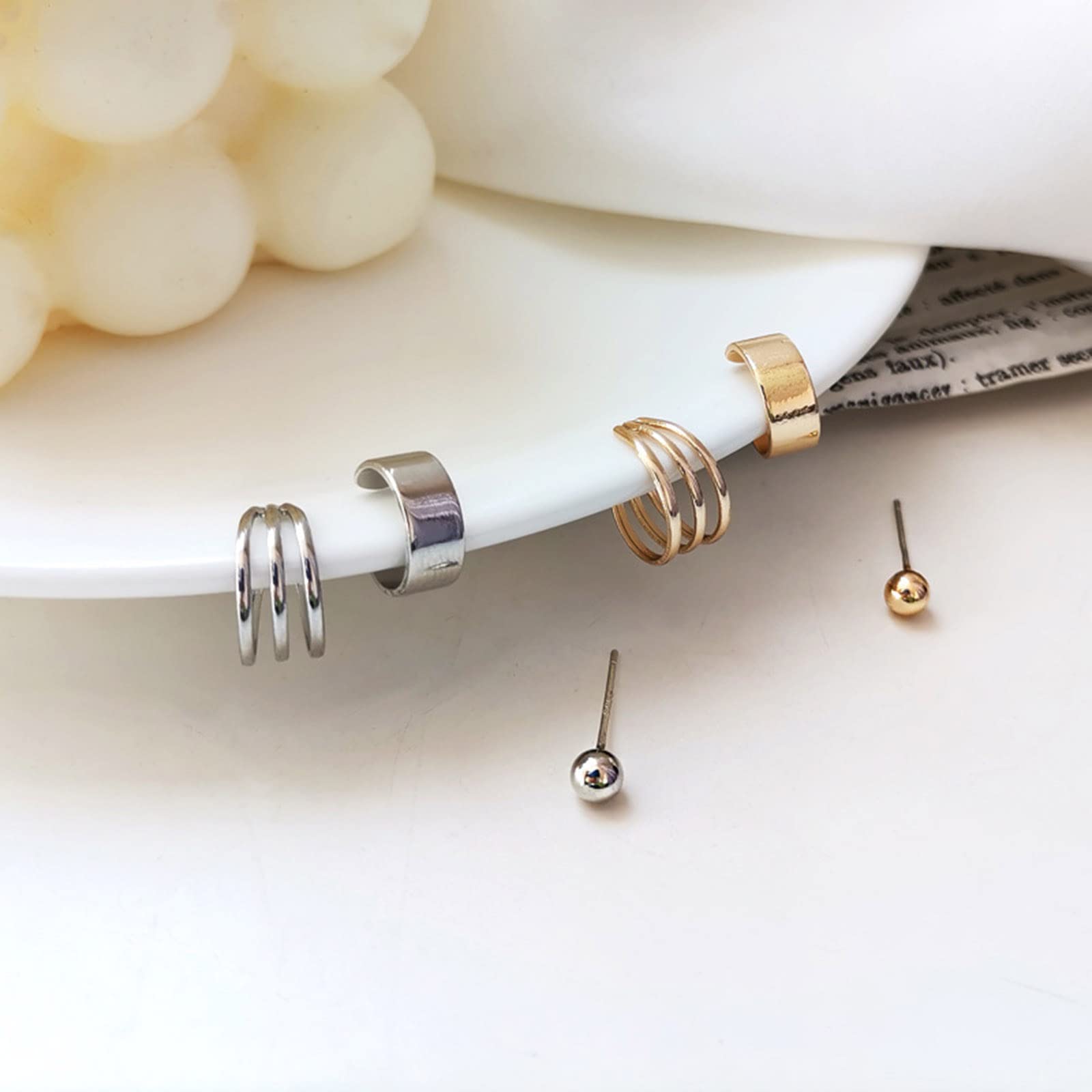 Boho Conch Ear Cuffs - Gold Clip-On Hoop Earrings for Cartilage, No Piercing Fake Helix Crawler Climber Wrap Earrings | Statement Jewelry for Women & Girls | Perfect for Parties, Weddings & Everyday Wear (Gold)