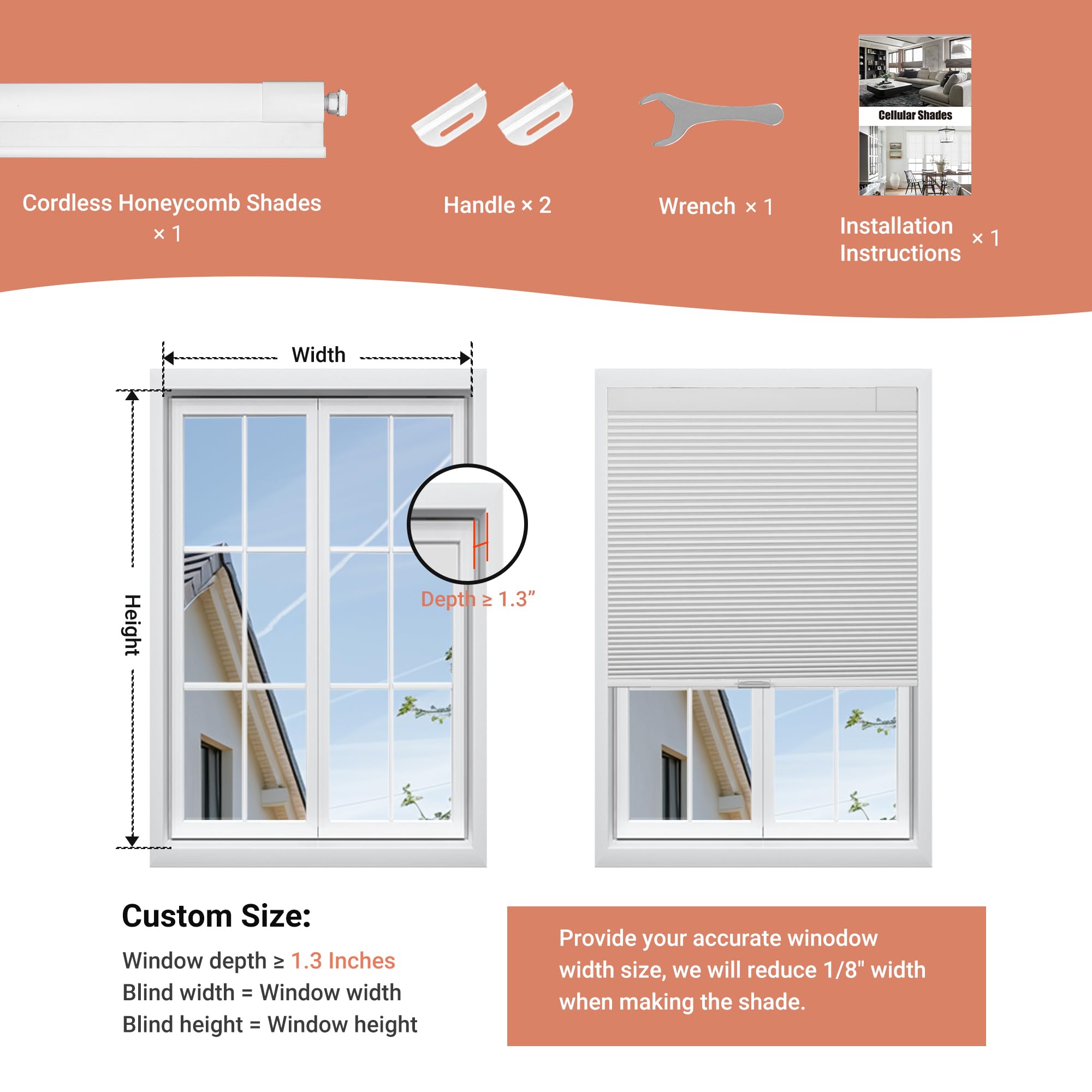 No Drill No Tools Blackout Cellular Shades - Cordless Easy Install Honeycomb Blinds for Windows - Thermal Insulated & Noise Reduction - Custom Size (Blackout-Black) - Perfect for Bedrooms, Nurseries & Home Offices