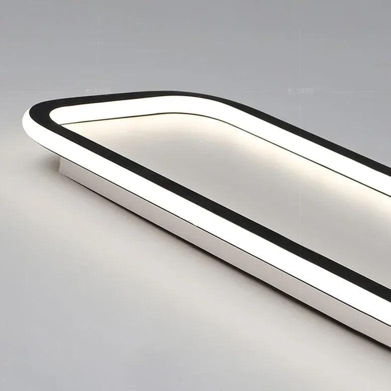 Modern Black Flush Mount Ceiling Light with Rounded Corners - Perfect for Bedroom, Living Room, and Hallway Lighting
