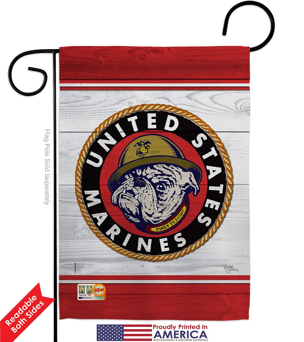 USMC Semper Fi Bulldog Garden Flag Kit - Double-Sided 28x40 Inch Military House Banner - Patriotic Yard Decoration for Veterans, Armed Forces & Retirees - Made in USA | Perfect for Memorial Day, Veterans Day & Military Home Decor