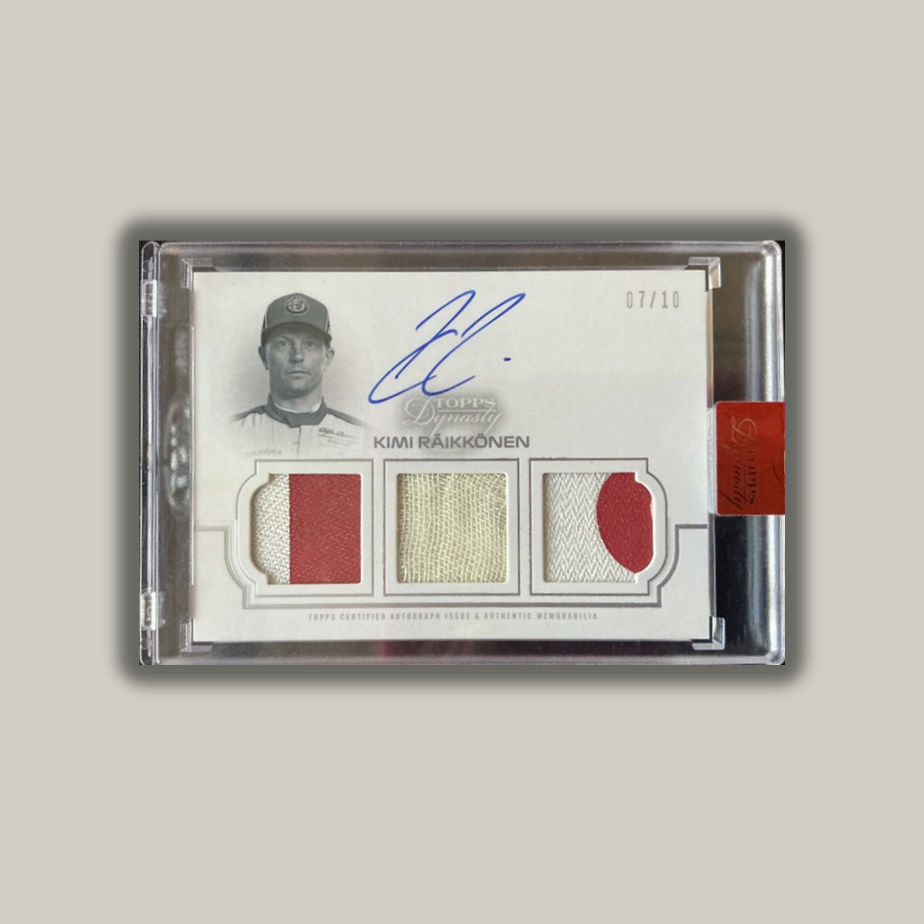 2020 Topps Dynasty F1 Kimi Raikkonen Triple Relic Autograph Card #TRA KR - Collectible Racing Memorabilia for F1 Fans & Sports Card Enthusiasts (Perfect for Display, Trading, or Investment)