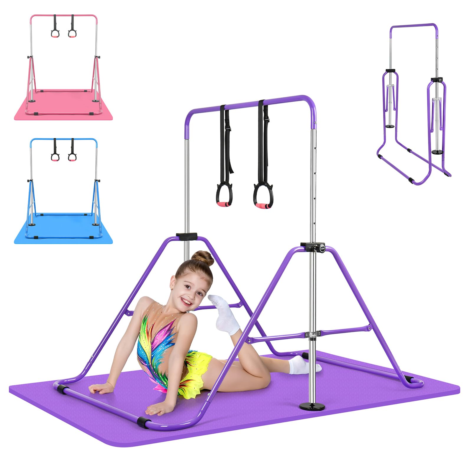 Adjustable Gymnastics Bars for Kids - Foldable Training Equipment for Home Gym