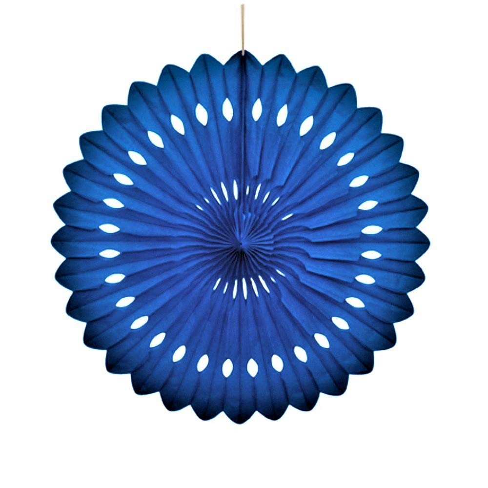 Royal Blue Solid Premium Tissue Paper Fan - 16