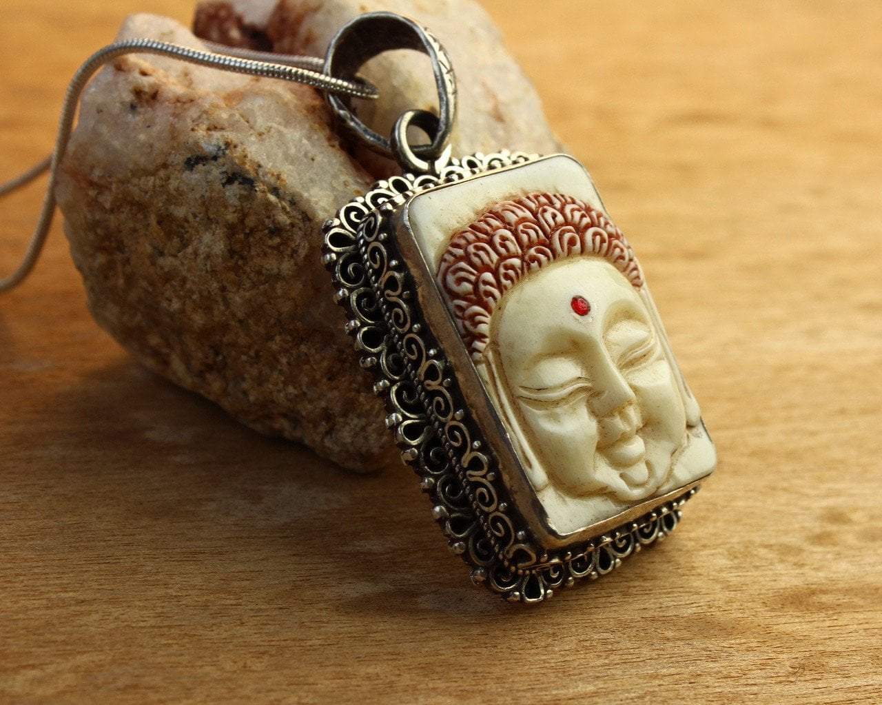 Hand Carved Sterling Silver Buddha Pendant Necklace - Spiritual Jewelry for Meditation, Yoga & Peaceful Energy