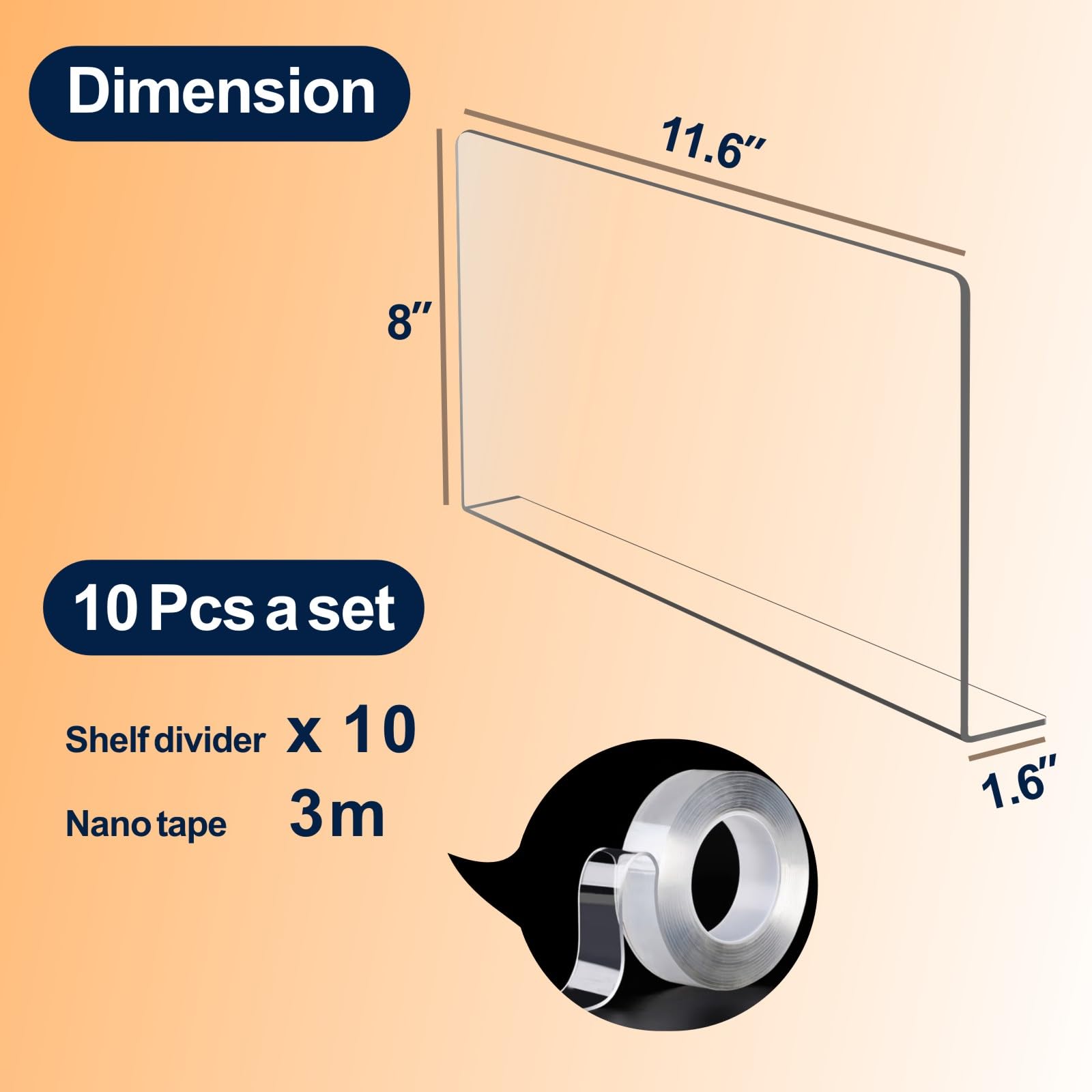 Acrylic Shelf Dividers for Closet Organization - 6 Pack 8