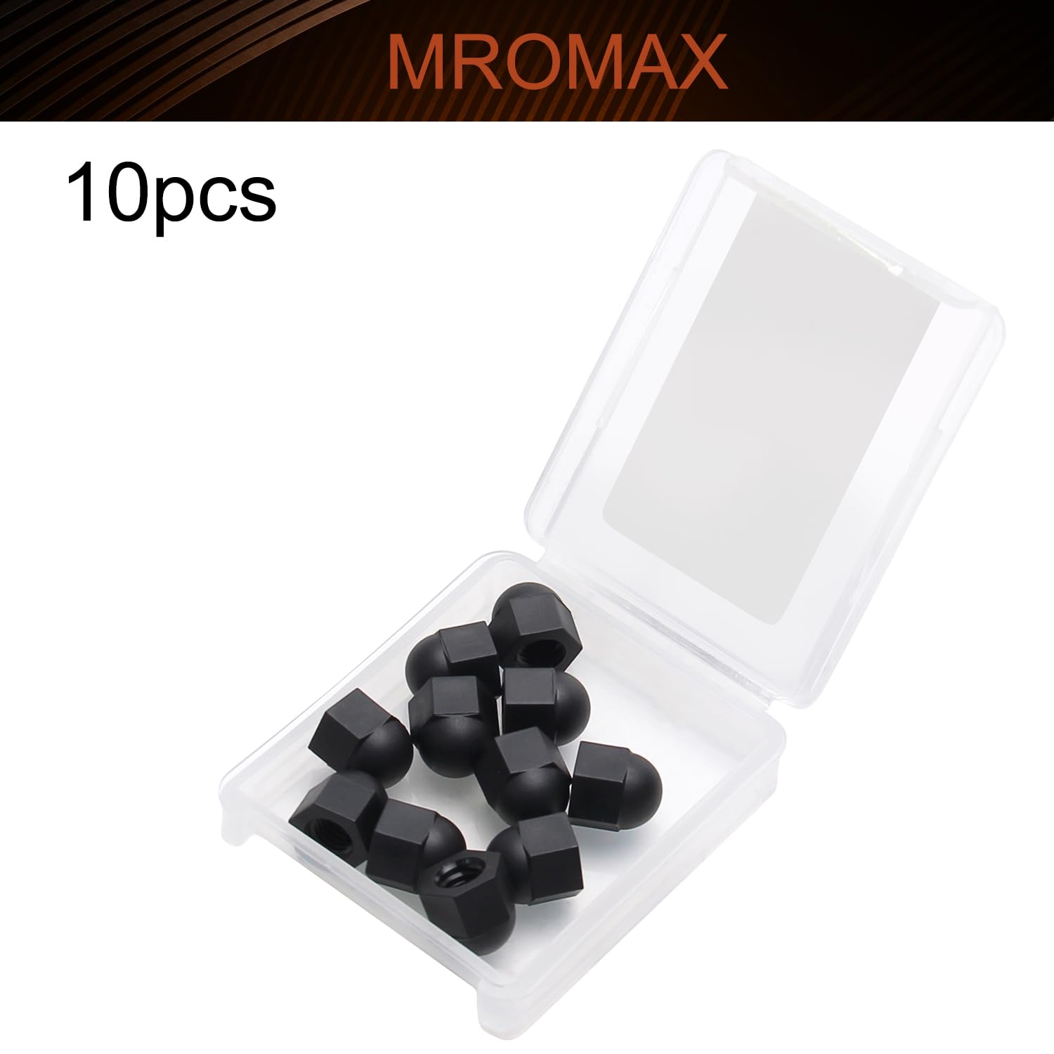MroMax M6 Acorn Hex Cap Nuts - Black Nylon Locknuts (10Pcs) for Furniture & DIY Projects