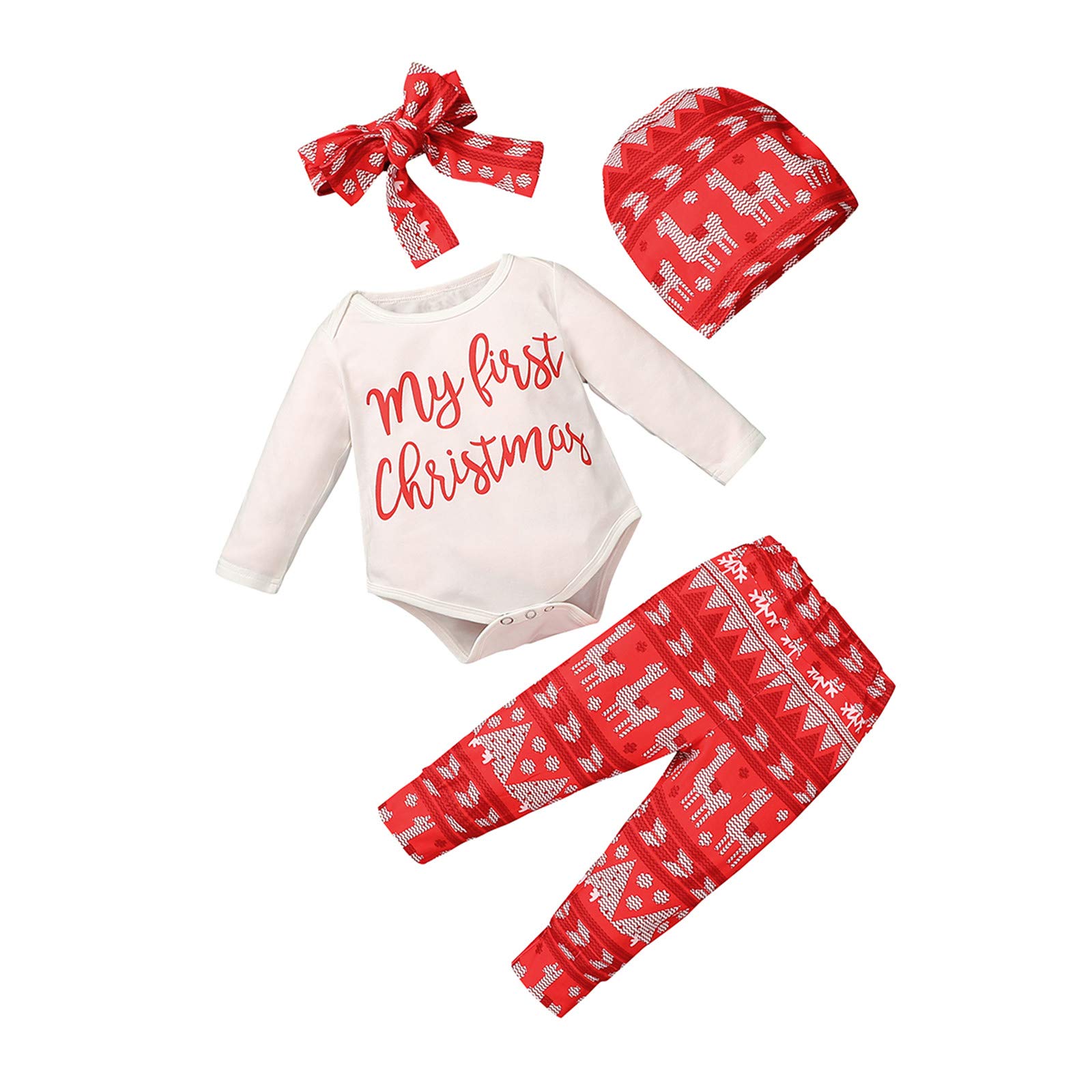 My 1st Christmas Romper for Baby Boys - Santa Outfit with Hat | Holiday Photo Outfit