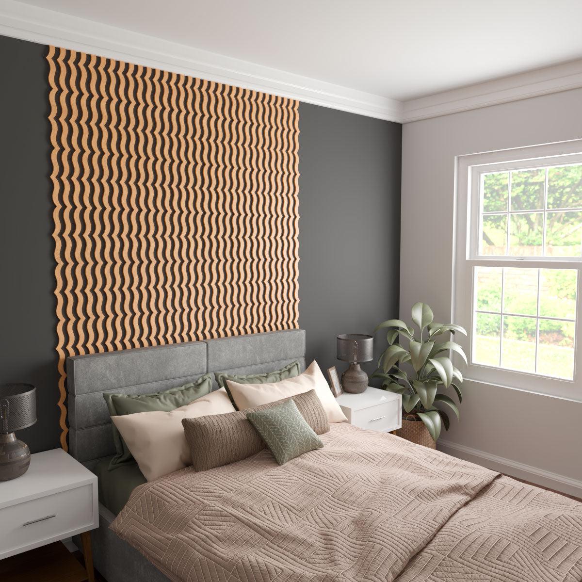 Adjustable Wood Slat Wall Kit - DIY Modern Wooden Slat Panel for Home Decor, Bedroom, Living Room & Office Accent Wall Installation