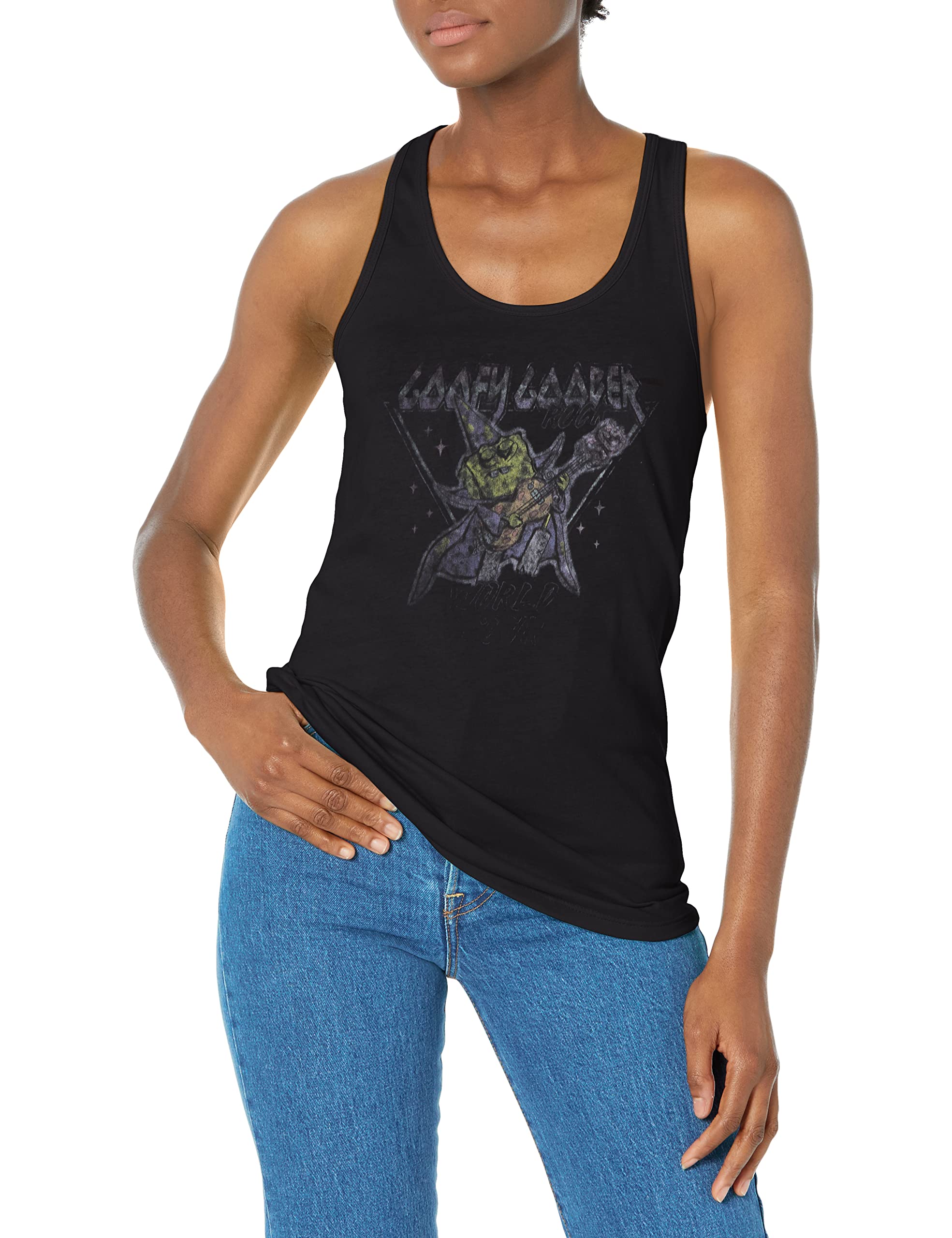 Nickelodeon Women's Spongebob Squarepants Goober Rock Junior's Racerback Tank Top - Fun Cartoon Graphic Tee for Casual Wear, Beach Outfits & Summer Fashion