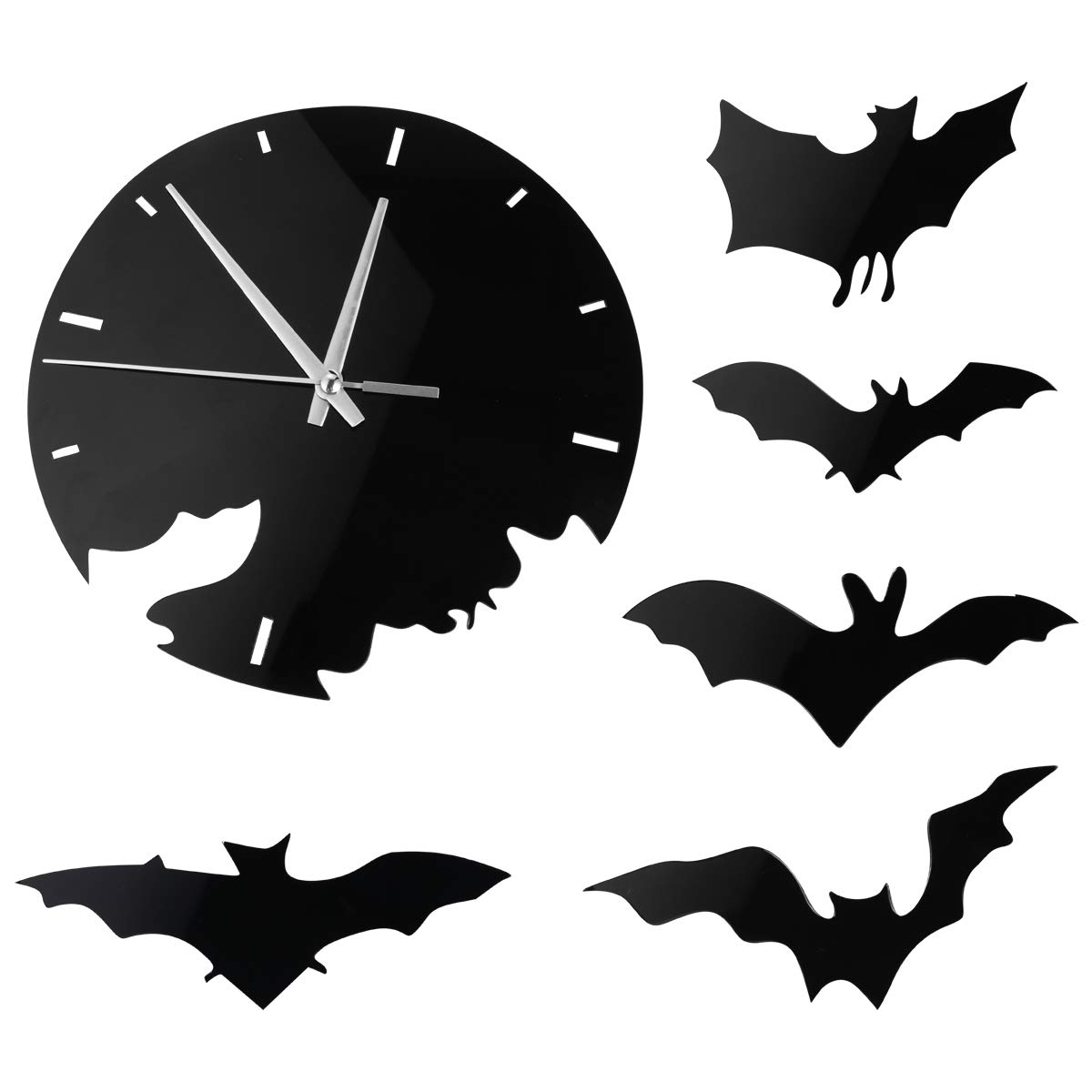 LIOOBO 3D Bat Wall Clock - Halloween Decorations for Home, Spooky Room Decor & Unique Household Wall Clock - Perfect for Halloween Party Decor, Gothic Bedroom, or Haunted House Theme