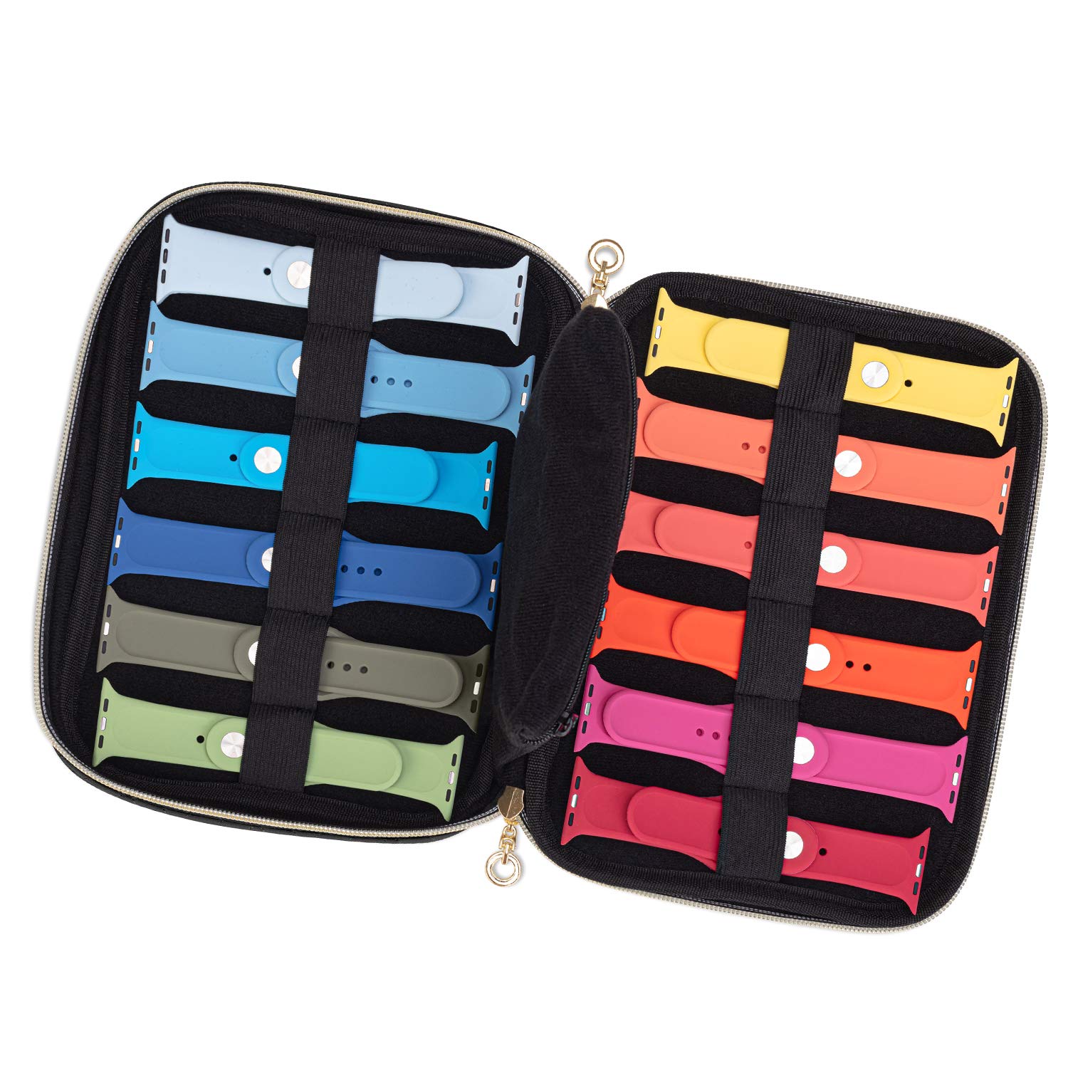 Premium Watch Band Storage Case - Holds 12 Watch Straps, Travel Organizer for Apple Watch & Smartwatch Bands (Black) | Perfect for Travel, Home Organization & Watch Collection Display