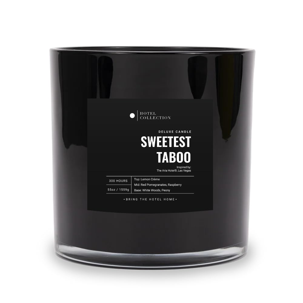Luxury Hotel Inspired Sweetest Taboo Deluxe Scented Candle - 55oz Large Black Candle with Citrus, Berry & Peony Fragrance, 300-Hour Burn Time | Perfect for Home Spa, Romantic Dinners & Relaxation