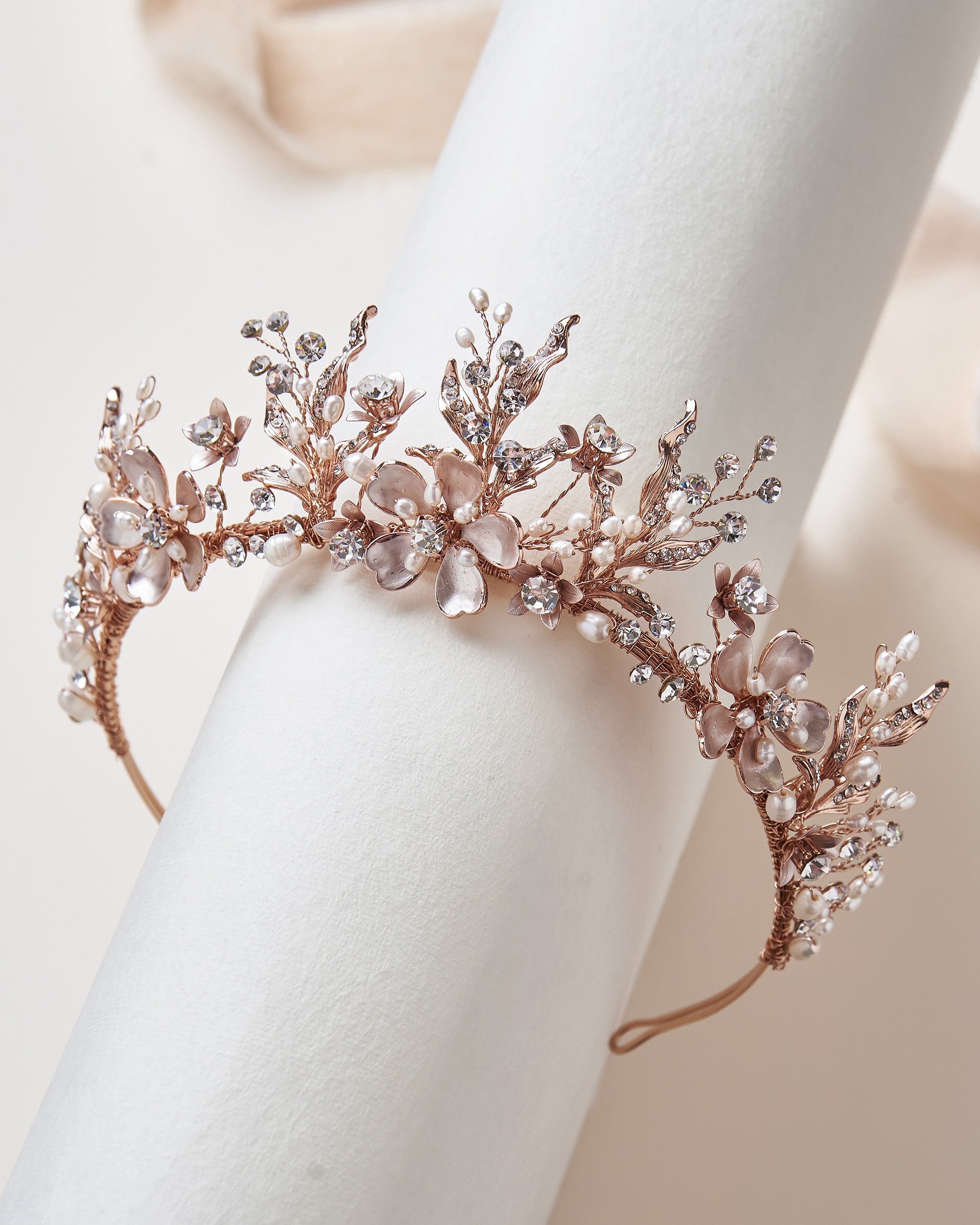 Ava Floral Bridal Tiara - Elegant Wedding Headpiece for Bride, Bridesmaids & Flower Girls | Perfect for Weddings, Prom & Special Occasions