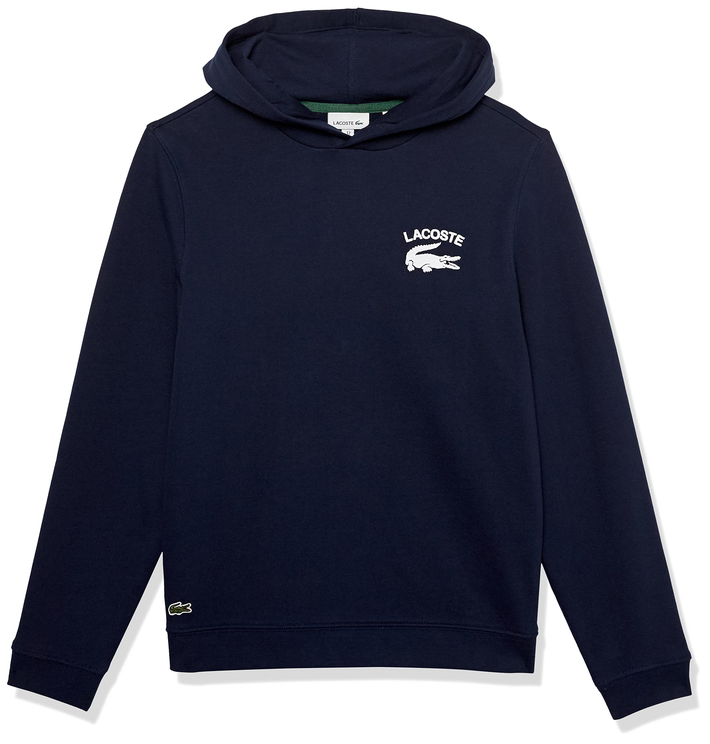 Lacoste Boys' Long Sleeve Hooded Sweatshirt | Comfortable Cotton Pullover for Kids | Perfect for School, Playdates & Outdoor Activities