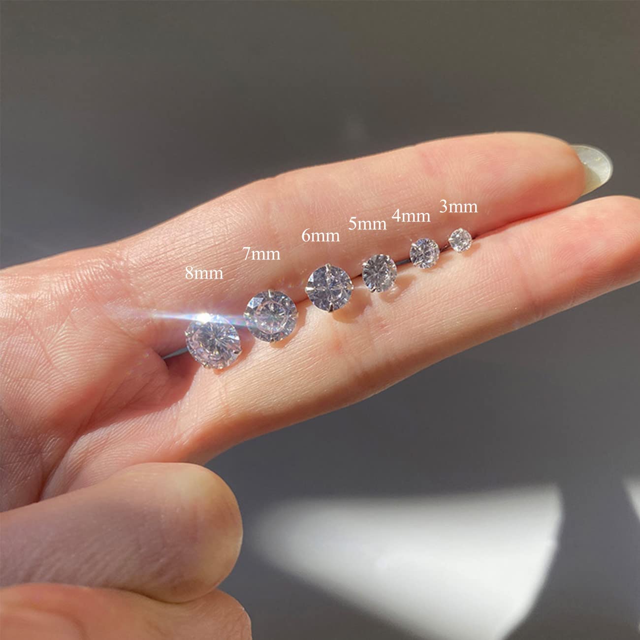 925 Sterling Silver Stud Earrings Set - 6 Pairs (3mm-8mm) Cubic Zirconia CZ Earrings for Men & Women | Hypoallergenic Multipack for Multiple Piercings | Perfect for Everyday Wear, Gifts & Special Occasions