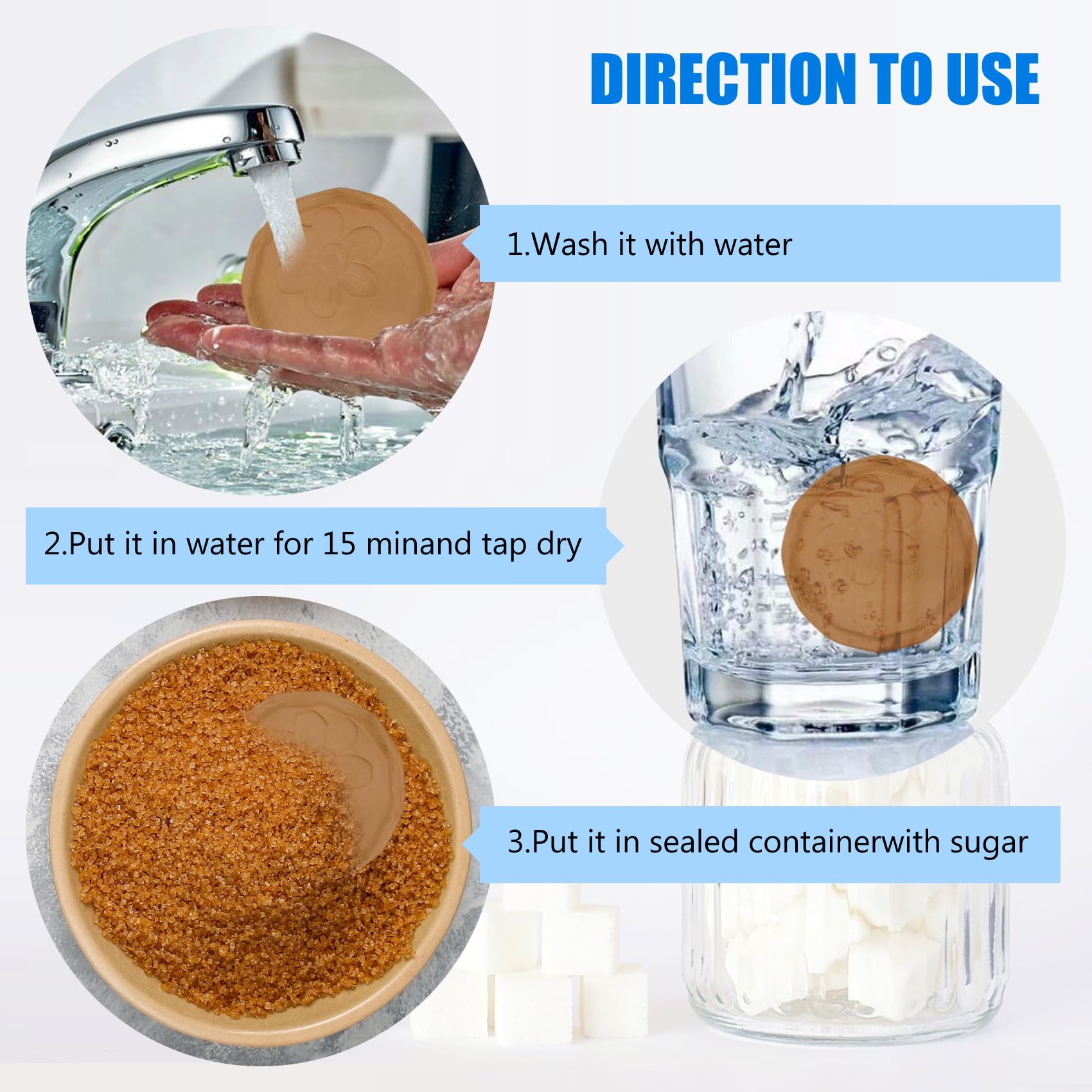 Natural Clay Brown Sugar Saver & Softener - 2 Pack Terra Cotta Moisture Absorber for Foods & Spices (Flower Design) | Keep Brown Sugar Fresh for Baking, Coffee & Cooking