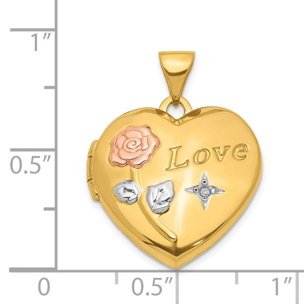 14K Gold Floral Locket Pendant with Diamond Accents for Gifts & Special Occasions