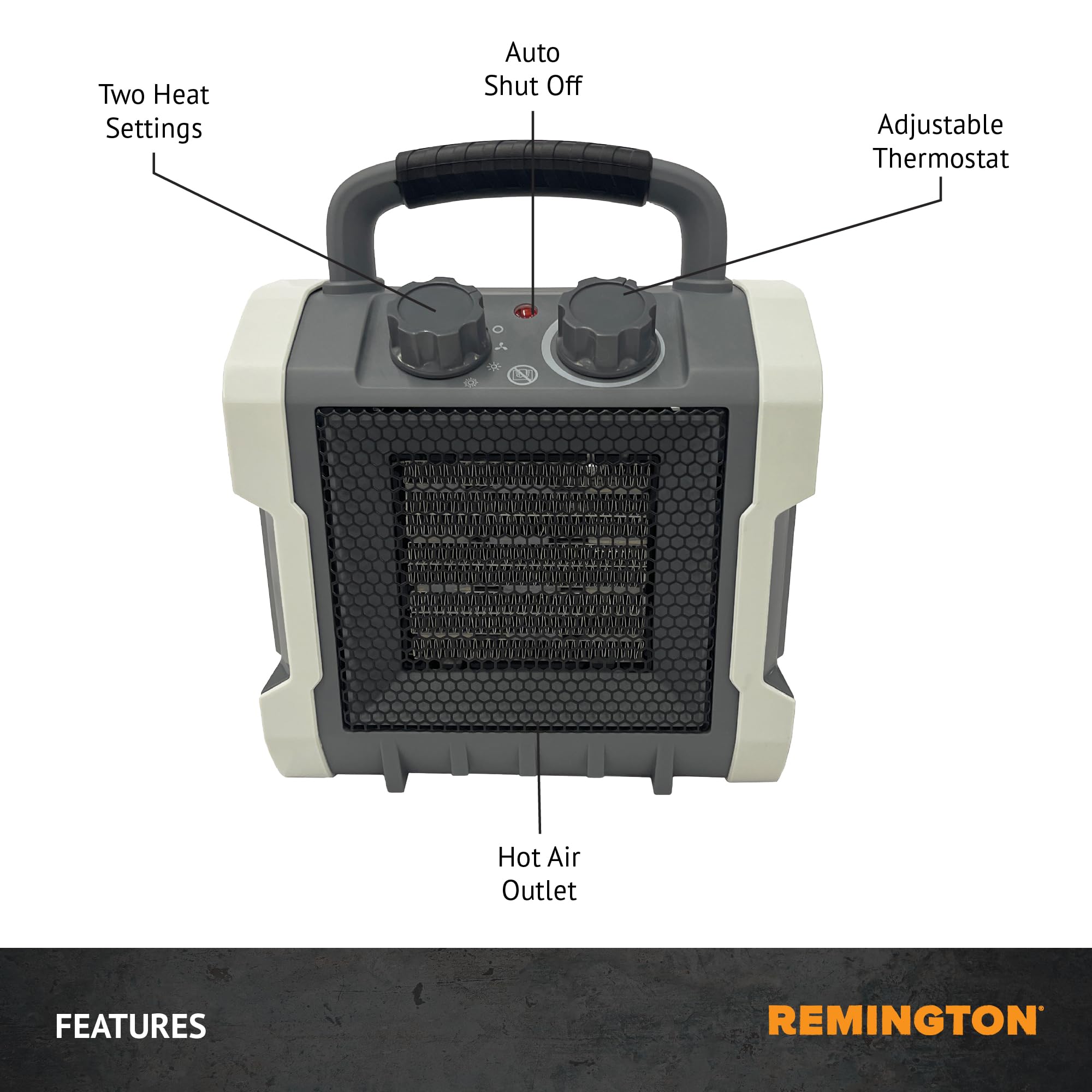 1500W Heavy-Duty Portable Electric Space Heater for Garage, Workshop & Jobsite - Fast Heating, Overheat Protection, REM-222A-120 - Perfect for Construction Sites, Basements & Large Cold Spaces