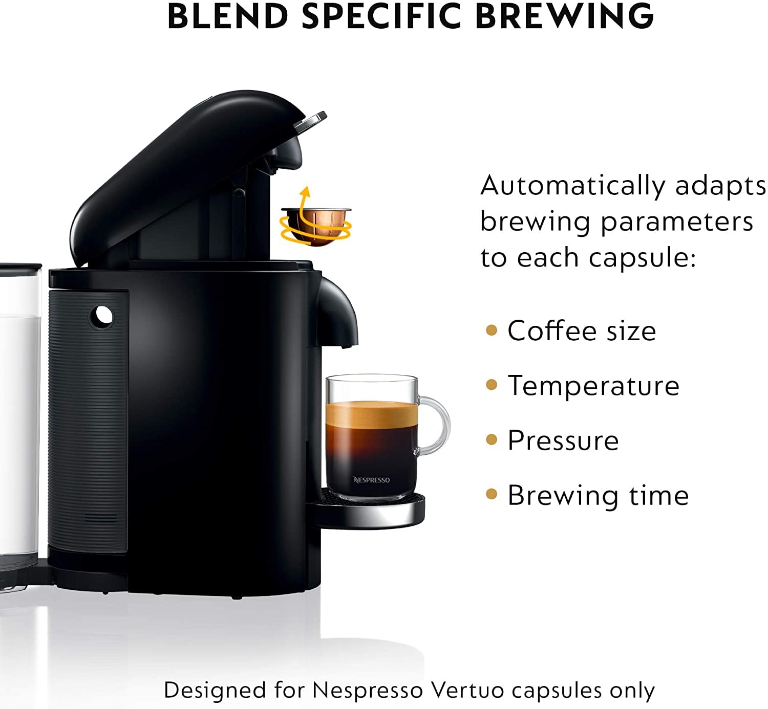 Nespresso VertuoPlus Deluxe Coffee & Espresso Machine by Breville - Premium Black for Home & Office Use