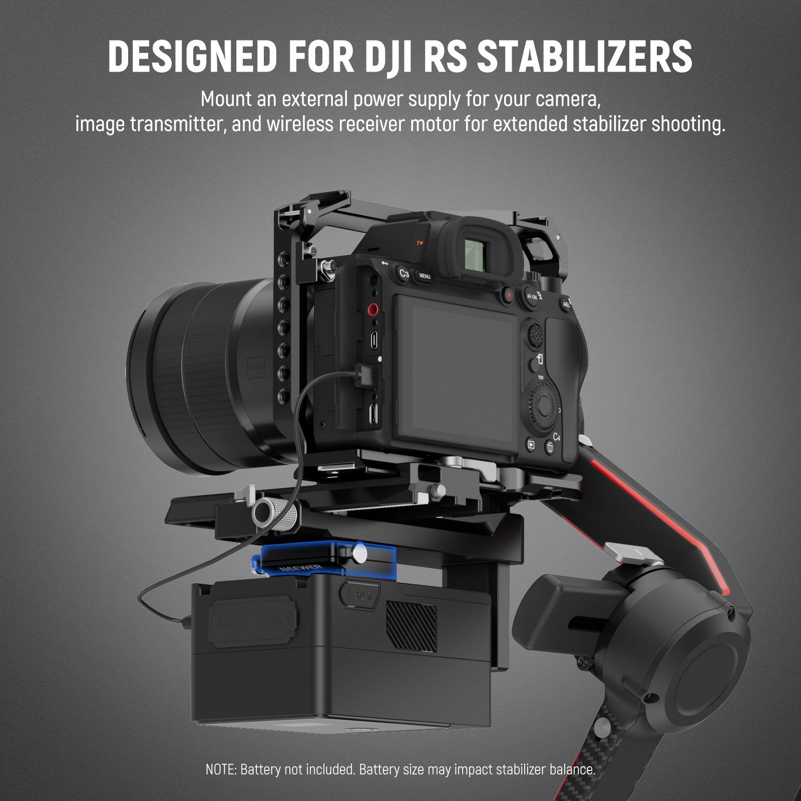 NEEWER GA009 Mini V Mount Battery Plate for DJI RS4 Pro, RS3 Pro, RS2, RSC 2 Gimbal Stabilizers - Power Solution for Filmmaking & Vlogging On-The-Go