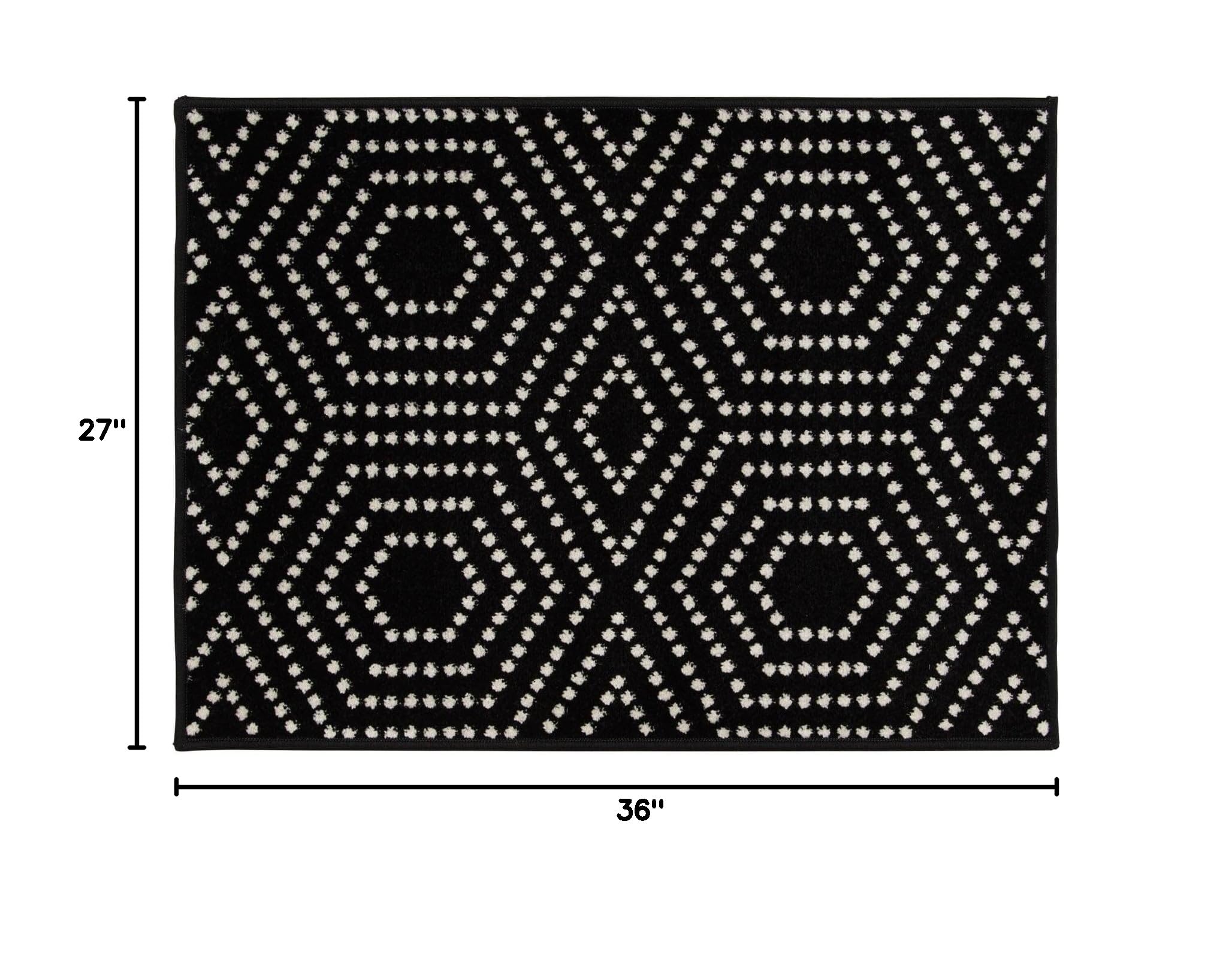 Tecopa Kaharie 2' x 3' Black Geometric Area Rug - Non-Slip Indoor Outdoor Carpet for Living Room, Bedroom, Patio & Entryway Decor
