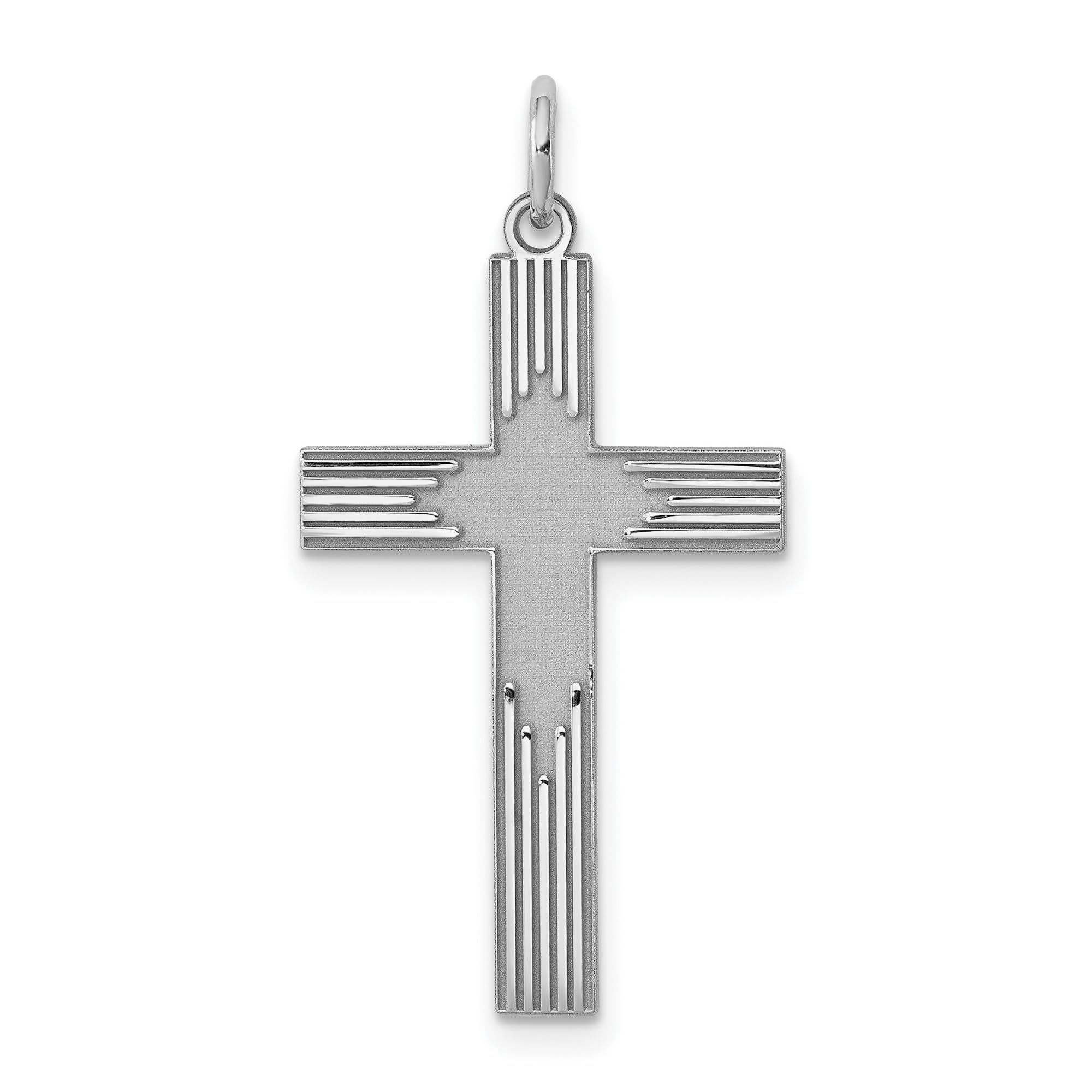 925 Sterling Silver Laser Engraved Cross Pendant Necklace - 25mm x 16mm Religious Jewelry for Women & Men - Perfect for Baptism, Confirmation & Everyday Faith Inspiration