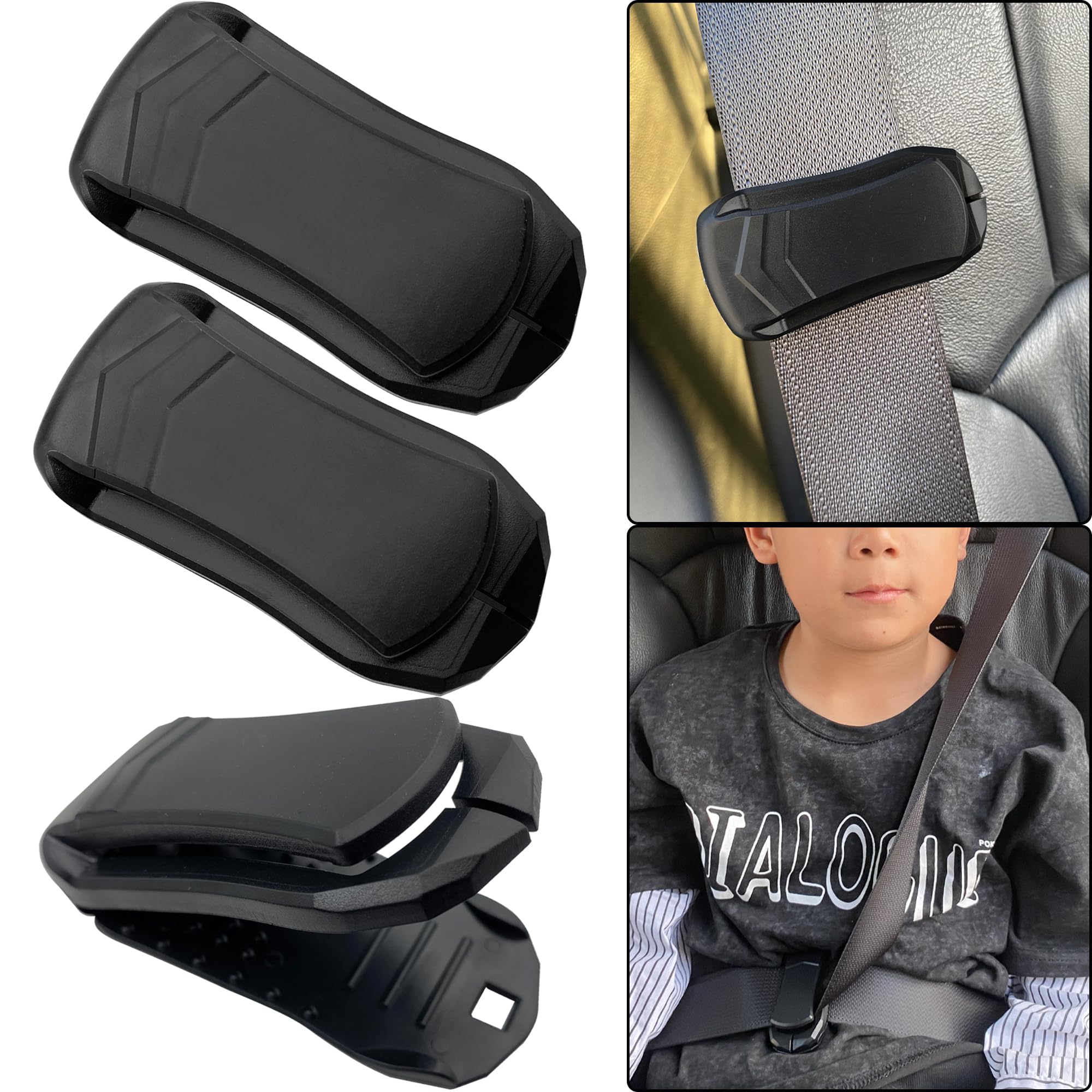 Car Seat Belt Adjusters for Adults - 3 Pack Comfortable Shoulder Protector Clips & Tensioners for Safe Driving | Perfect for Long Road Trips, Commuting & Travel