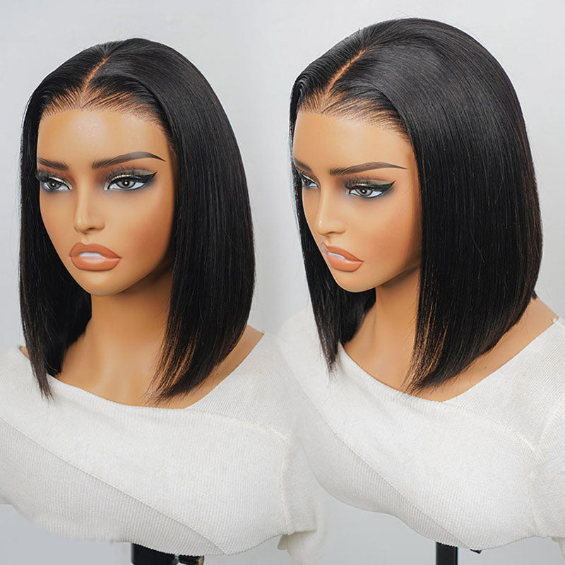 Eullair Short Curly Glueless Bob Wig | Lace Front Human Hair Wigs | Straight & Body Wave Lace Frontal Wig for Women | Perfect for Daily Wear, Cosplay & Special Occasions