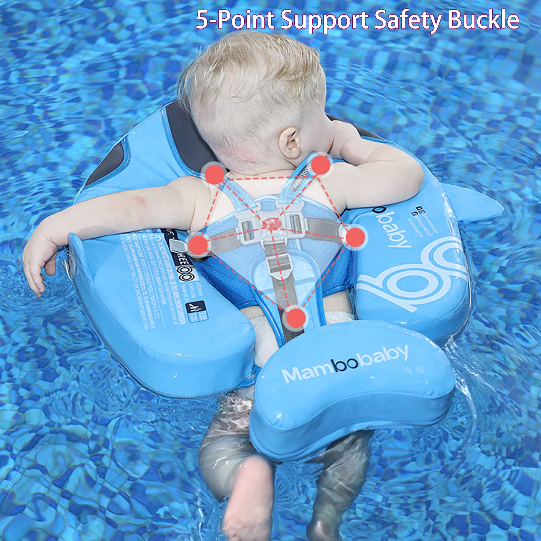 Mambobaby Non-Inflatable Baby Float with Canopy & Tail - Safe Swim Trainer for Toddlers Boys & Girls (Narwhal-Pink) | Pool Flotation Device for Summer Water Play & Learning to Swim