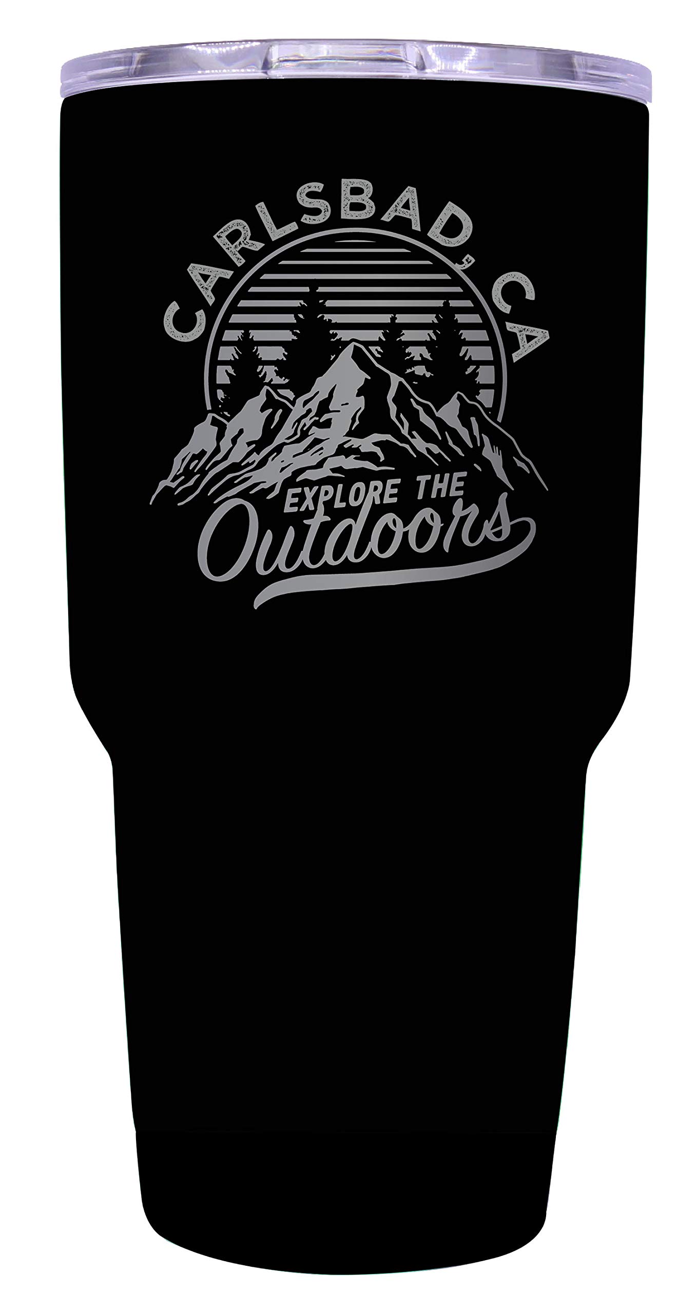 R&R Imports Carlsbad California Souvenir - 24oz Insulated Stainless Steel Tumbler with Laser Engraving, Black - Perfect for Coffee, Tea & Cold Drinks at Home, Office or Travel