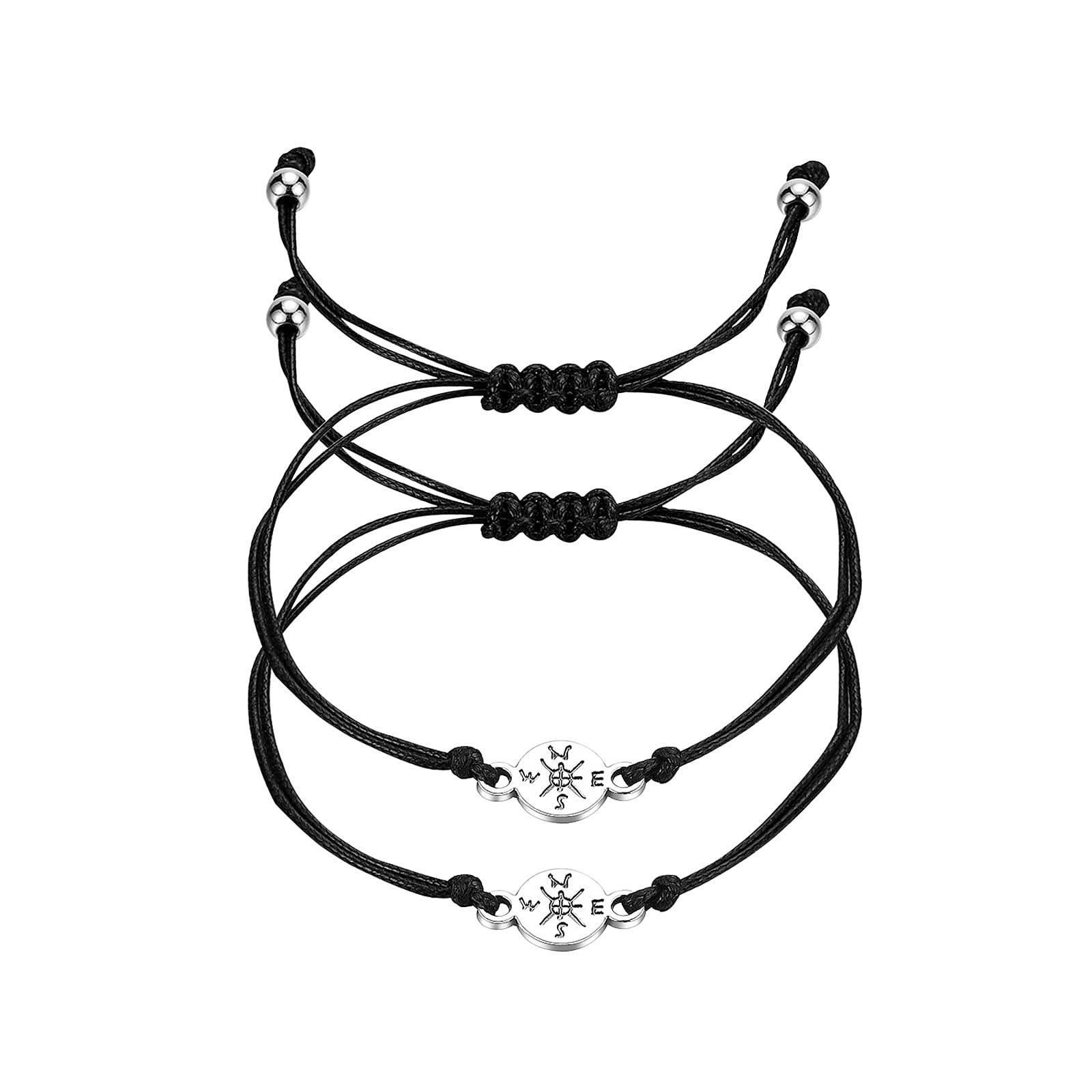 NSQFKALL 2-Piece Alloy Wire Compass Wax Creative Bracelet Set with Fake Diamond Watch - Perfect for Boho Fashion, Outdoor Adventures & Gift Giving