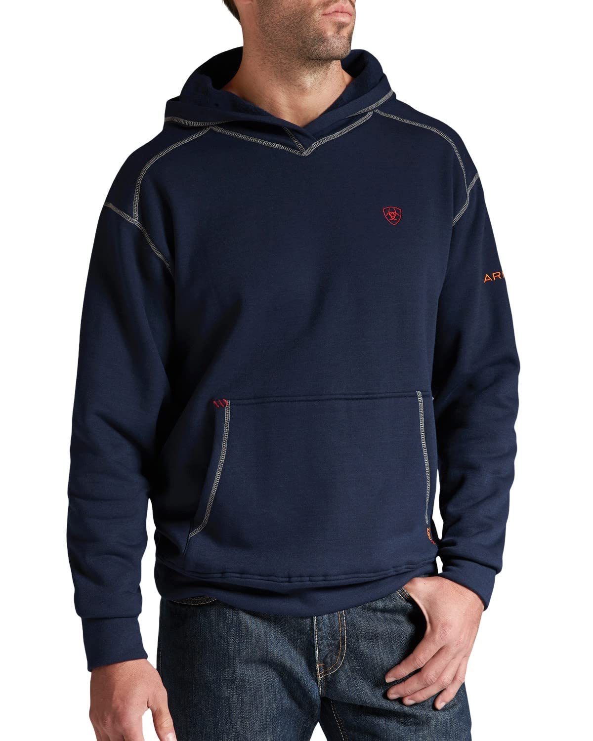 ARIAT Men's Big & Tall Flame Resistant Polartec Hoodie Shirt - Navy Blue, X-Large (US Size) - Workwear for Construction, Oilfield & Outdoor Jobs