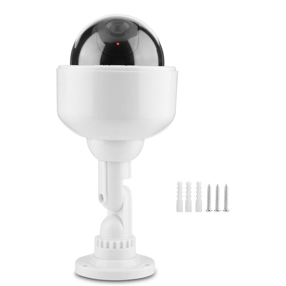 Tosuny Fake Security Camera with Blinking LED - Indoor/Outdoor Waterproof Dummy Dome CCTV Surveillance Camera, 360° Rotation | Home & Business Deterrent for Theft Prevention