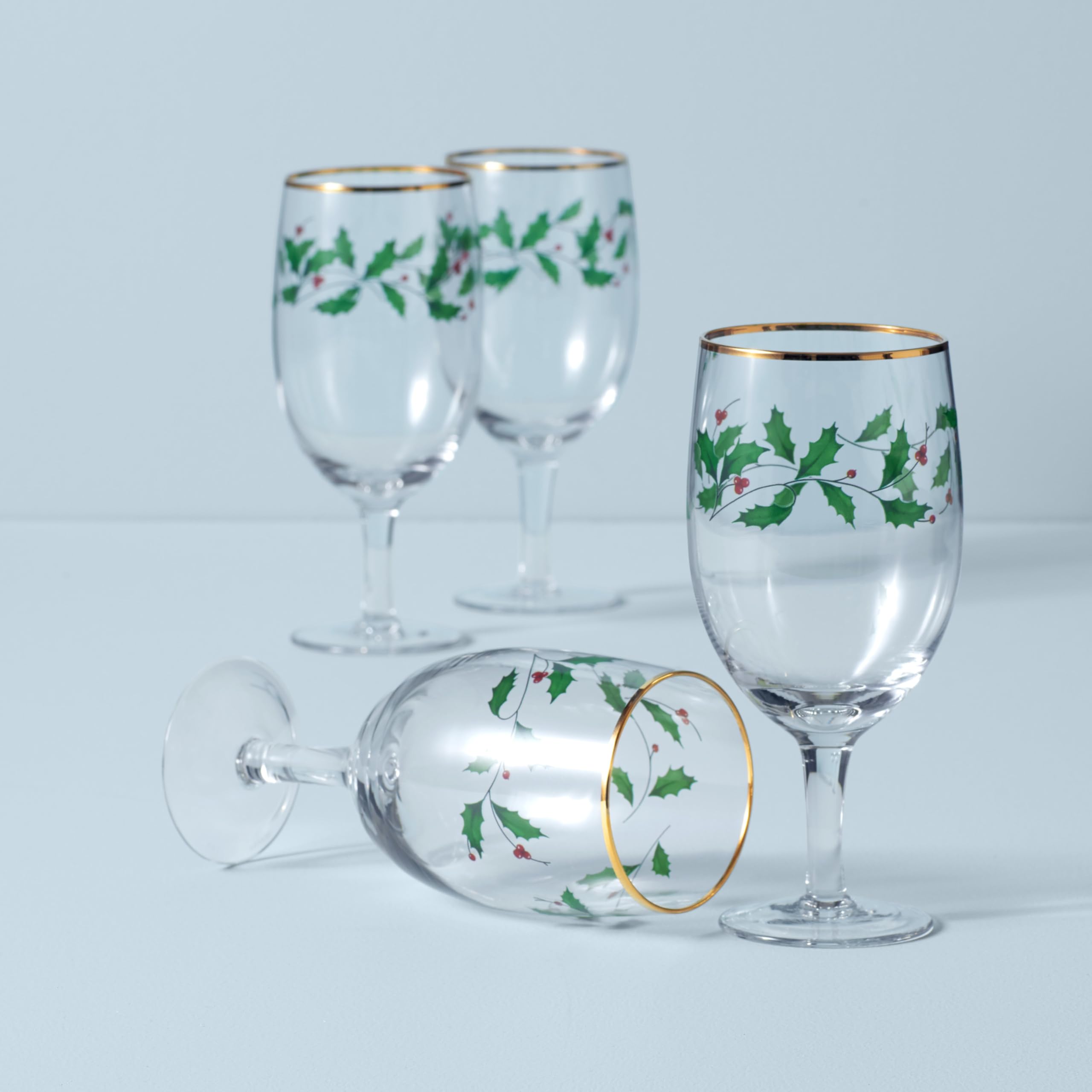 Lenox 849606 Holiday 4-Piece Iced Beverage Glass Set - Christmas Dinnerware for Hosting & Entertaining - Perfect for Holiday Parties, Festive Gatherings & Seasonal Celebrations