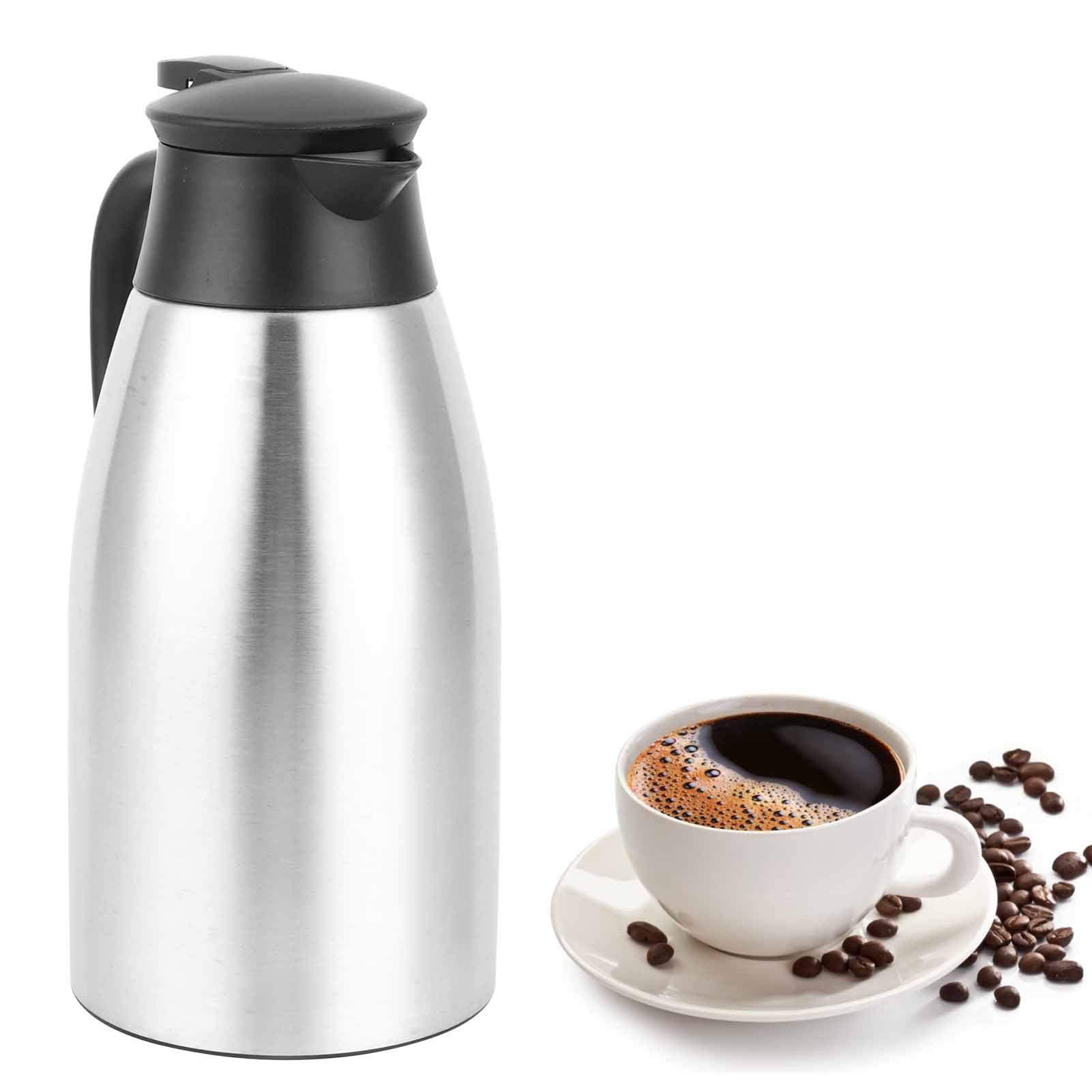 2L Stainless Steel Insulated Water Kettle - 304 Thermal Coffee Pot, Portable Hot & Cold Drink Bottle for Home, Office, Camping & Travel (Stainless Steel) - Keep Beverages Hot/Cold for Hours