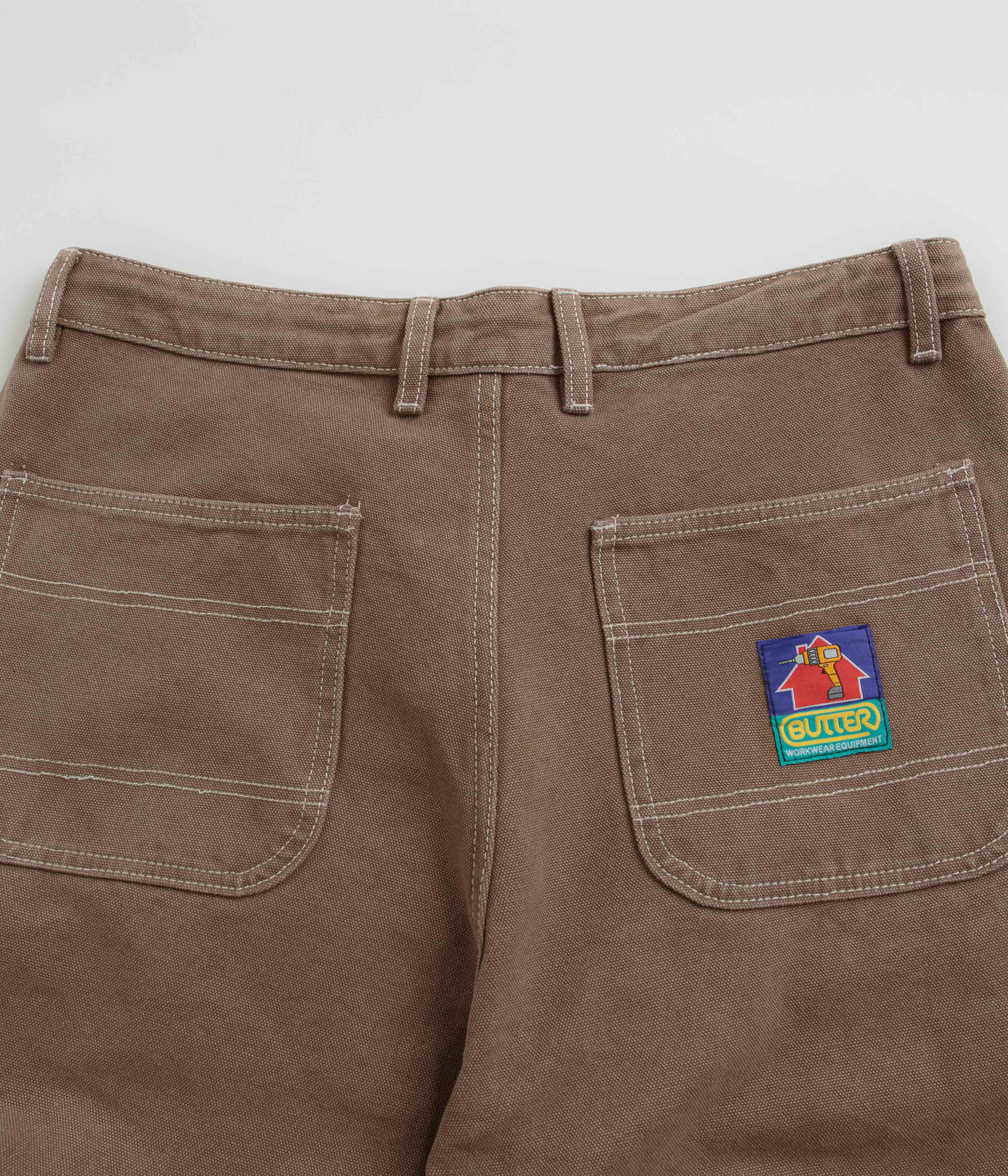Butter Goods Work Double Knee Pants - Washed Brown Denim Workwear for Men | Durable & Stylish for Construction, Carpentry & Outdoor Work