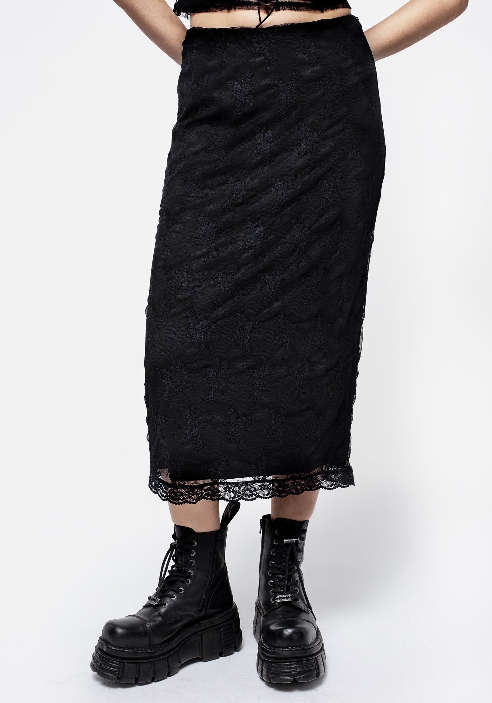 Hailey Stretch Lace Midi Skirt for Women - Elegant Floral Lace High Waist Skirt with Comfortable Stretch Fabric - Perfect for Weddings, Parties & Date Nights