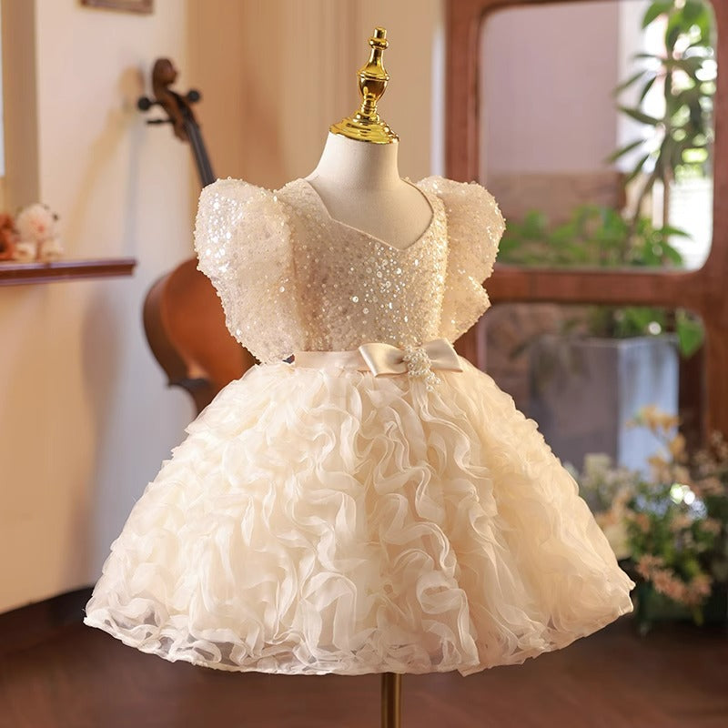 Sparkly Baby Girl Flower Dress for First Communion & Birthday Parties - Elegant Toddler Dresses for Special Occasions