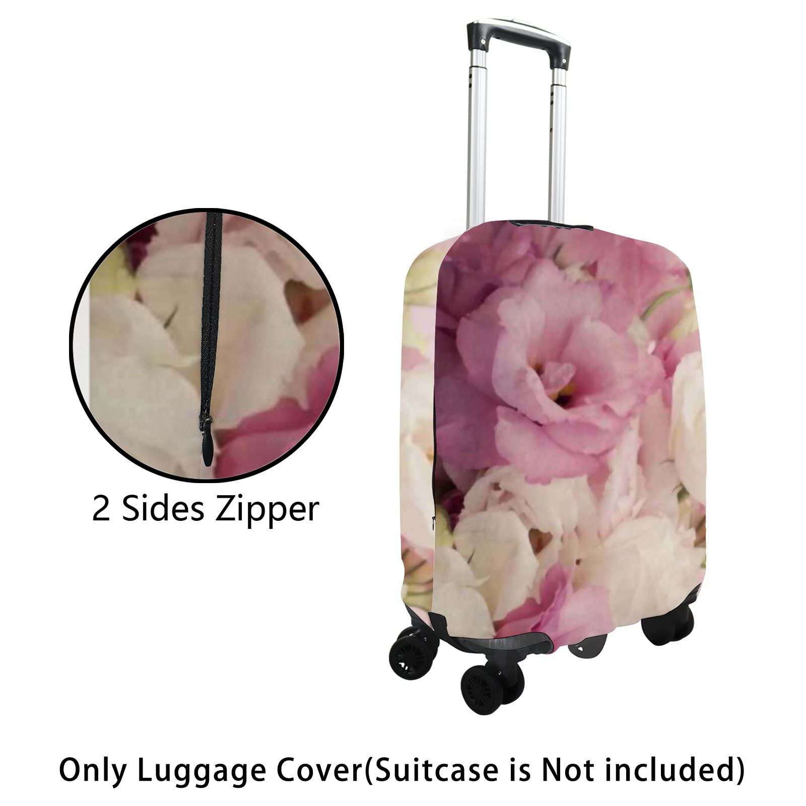Eustoma Flowers Purple Spandex Luggage Cover - Washable Suitcase Protector for 22-24 Inch Bags | Travel Accessories for Women & Men | Perfect for Airports, Vacations & Business Trips