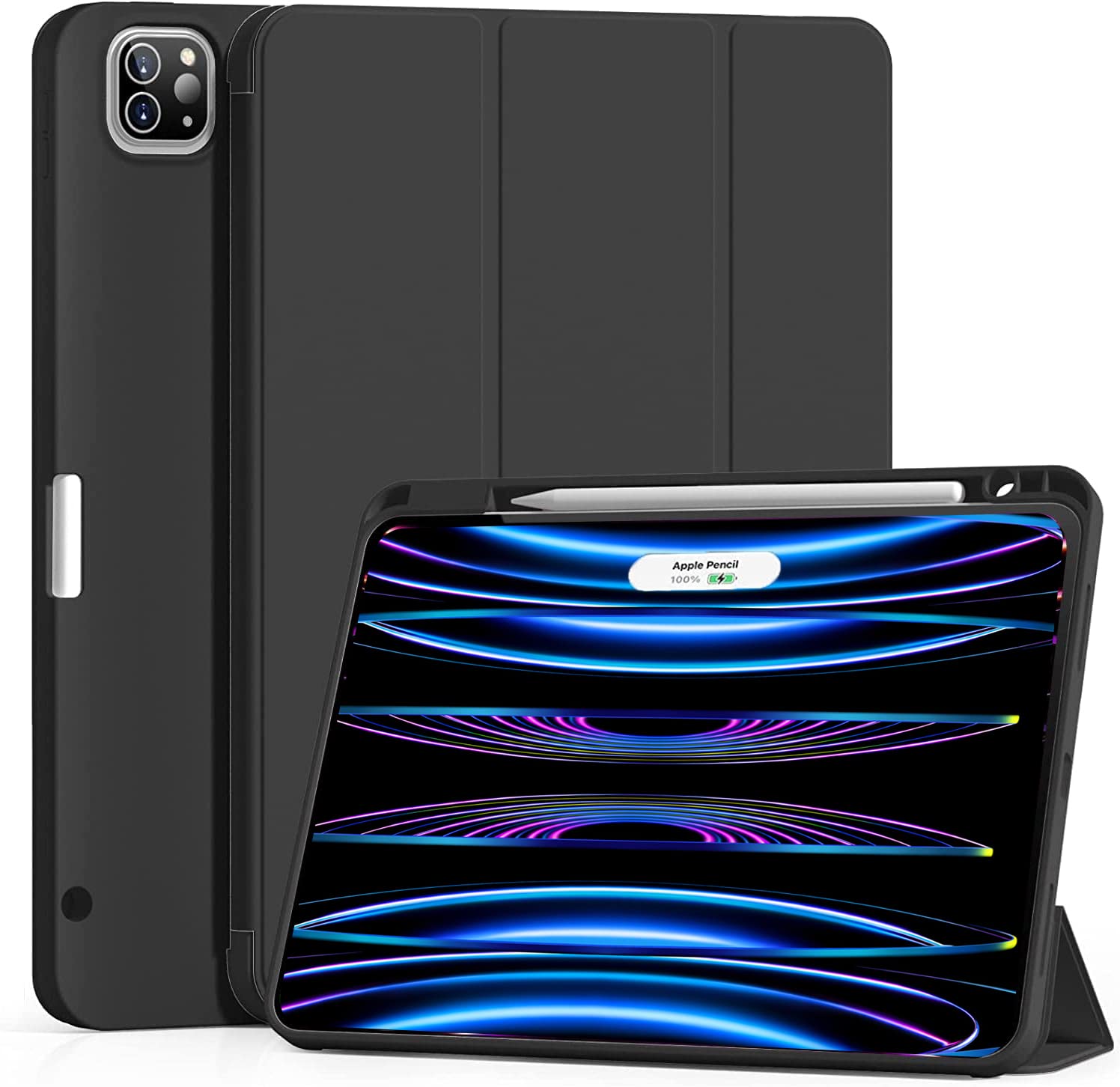 JKSML Shockproof iPad Pro 12.9 Case (2022/2021/2020/2018 Models) - Premium TPU Back Cover with Apple Pencil 2 Holder & Auto Sleep/Wake | Perfect for Work, School & Travel Protection