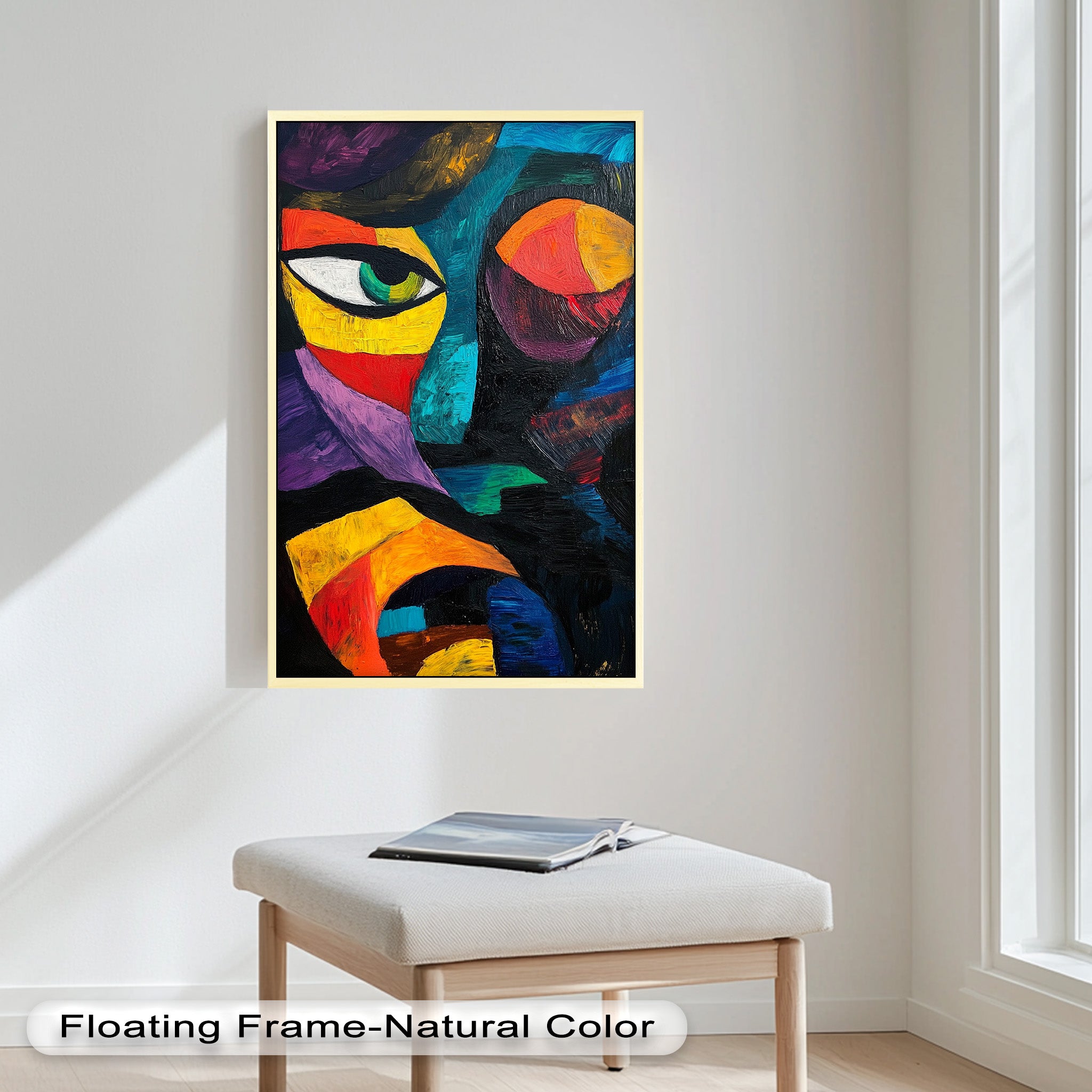 Abstract Eye Expression Fauvism Oil Painting - Modern Wall Art for Living Room, Bedroom & Office Decor