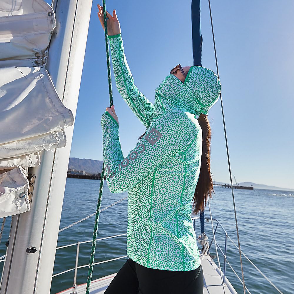 Coolibar UPF 50+ Women's Paros Sailing Hoodie - Sun Protective Long Sleeve Shirt for Outdoor Activities, Beach, Boating & Travel