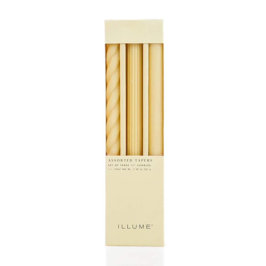 Premium Assorted Candle Tapers Set of 3 - Long-Lasting Dripless Candles for Romantic Dinners, Wedding Decor & Holiday Centerpieces