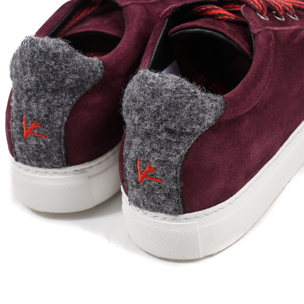 Isaia Burgundy Calf Suede Sneakers for Men - Premium Italian Leather Casual Shoes - Comfortable Walking & Fashion Streetwear