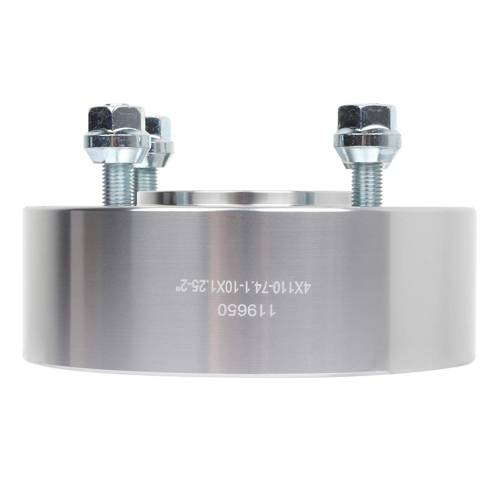 2 Inch Wheel Spacers 4x110 Bolt Pattern 74.1mm Hub Bore with 10x1.25 Lug Nuts - Compatible with Honda TRX400EX, Kawasaki KVF650 Brute Force, Suzuki LT-F250 Ozark - 2PCS - Perfect for Off-Roading, ATV & UTV Upgrades